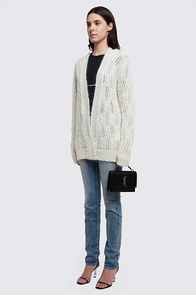 Saint Laurent Paris o1s1wg110924 Sweatshirt With All-Over Logo in White Size XL / US 12-14 / IT 48-50 - 1 Thumbnail
