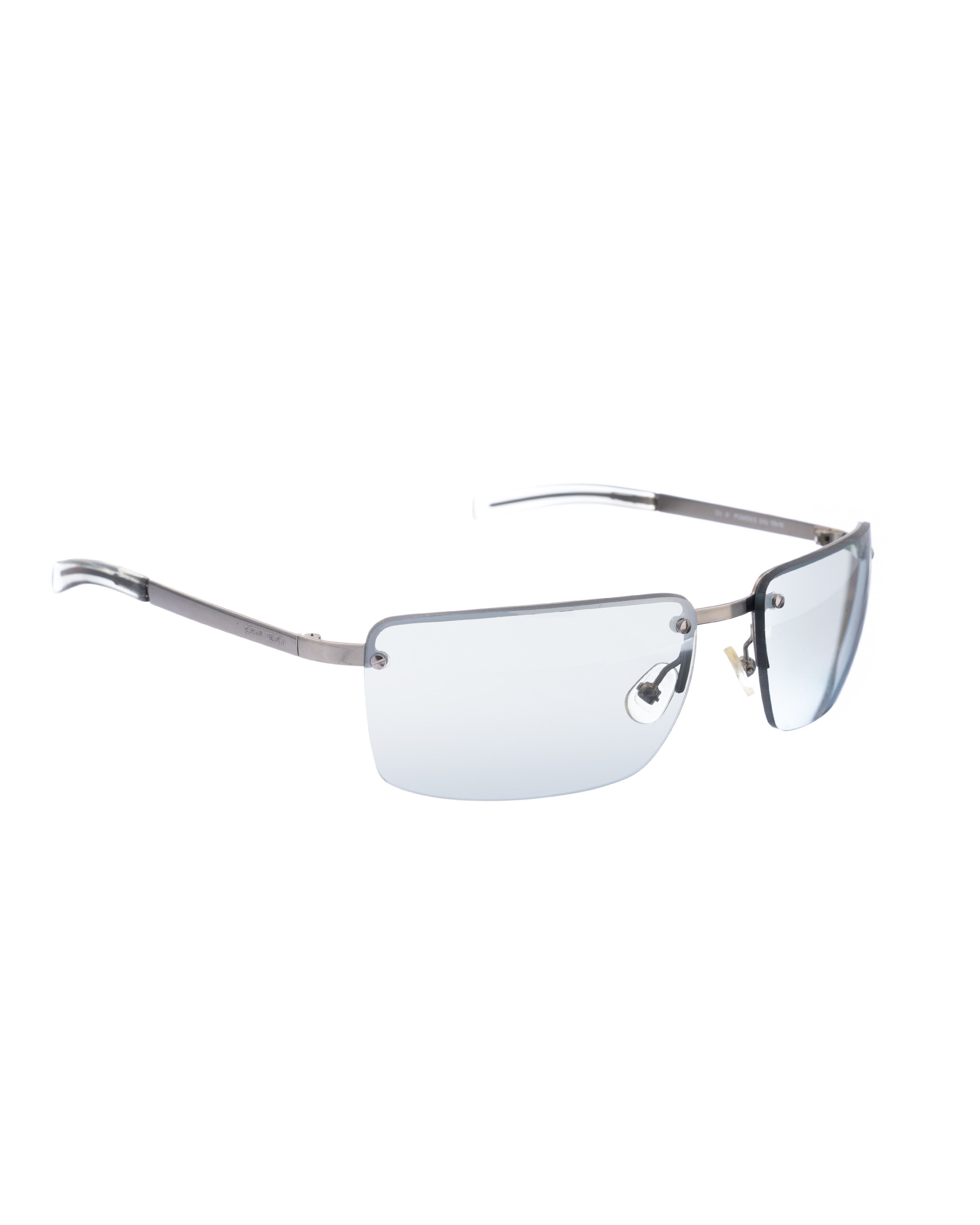 Pierre Cardin Pierre Cardin 00s Silver Sheer Rectangle Sunglasses Size ONE SIZE - 2 Thumbnail