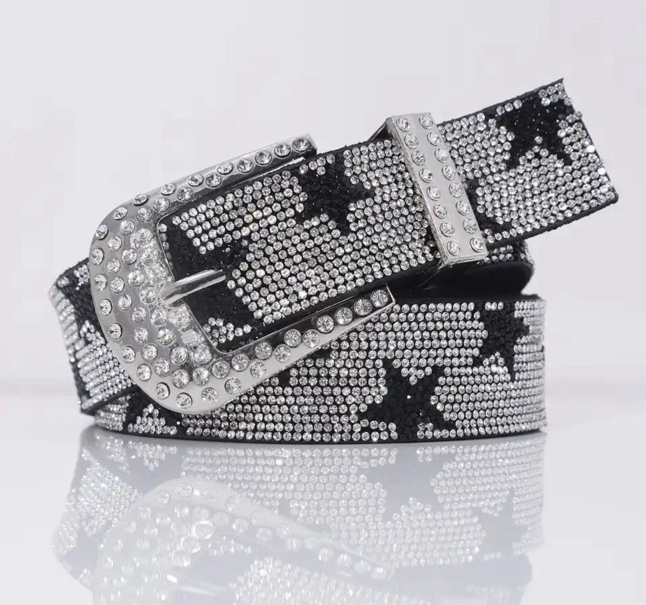 Japanese Brand × Leather Shiny Rhinestone Star Pu Leather Belt Size ONE SIZE - 5 Thumbnail