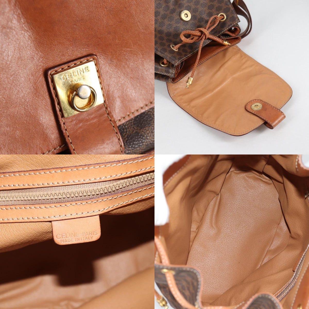 Celine CELINE Macadam Canvas Shoulder Bag Pvc Leather Brown Gold Size ONE SIZE - 12 Thumbnail