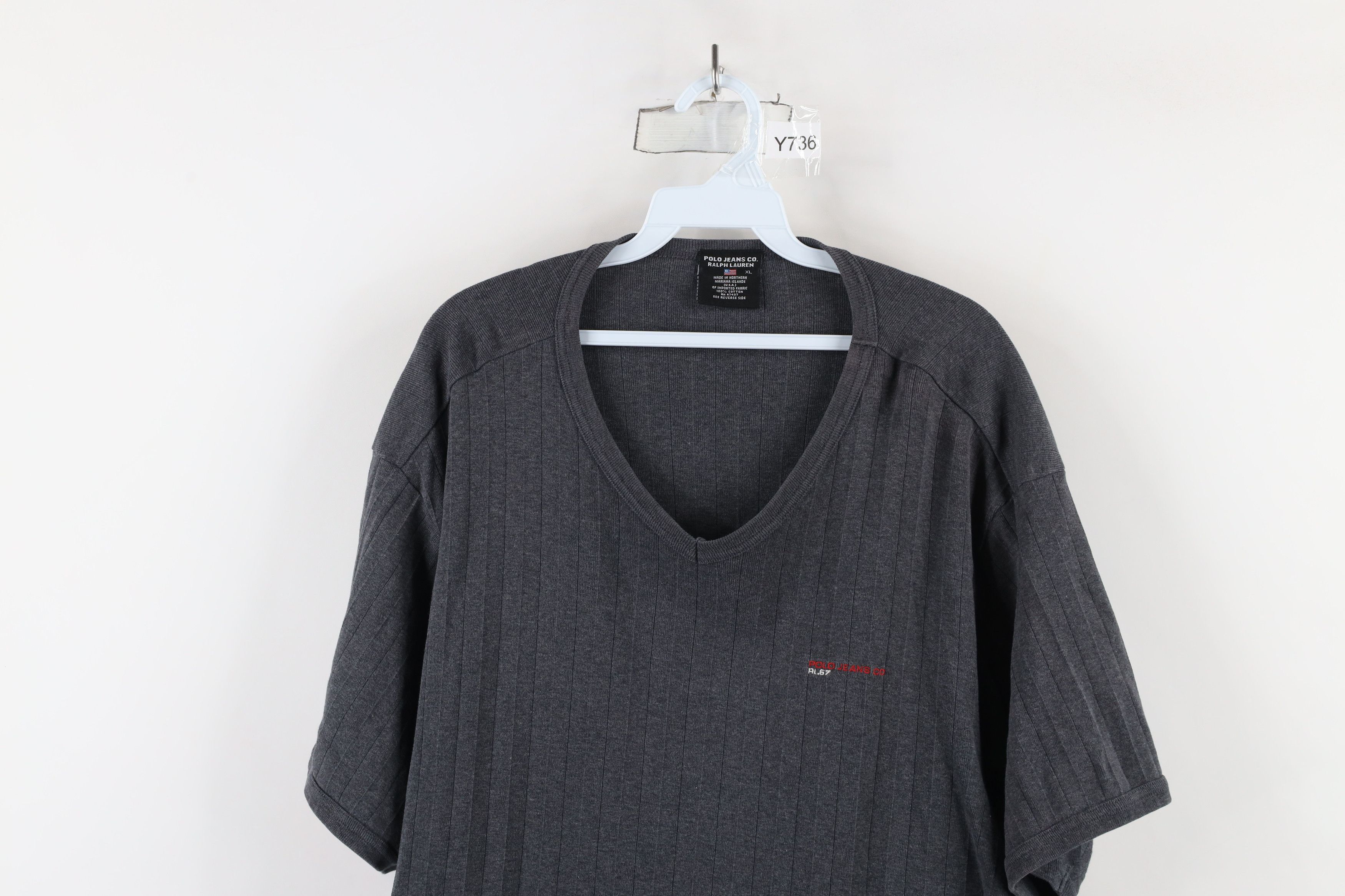 Ralph Lauren × Vintage Vintage 90s Ralph Lauren Ribbed Knit Ringer T-Shirt USA Size US XL / EU 56 / 4 - 2 Thumbnail