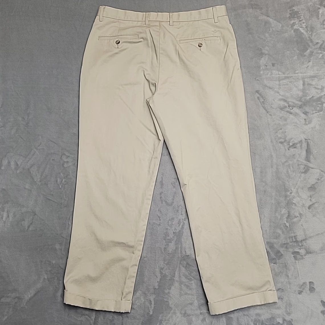 Dockers VINTAGE Dockers Pants Mens 36x30 Beige Twill Chino Pleated Cuffed 100% Cotton Y2K Men Pants Brown Solid Pockets Casual Mens Size US 36 / EU 52 - 6 Thumbnail