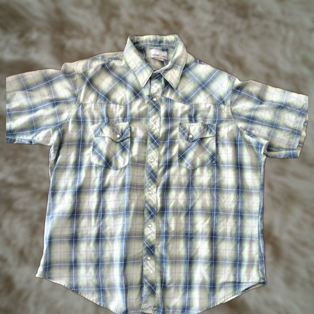 Wrangler Wrangler Wrancher Shirt Mens XL Green Plaid Pearl Snap Western Cowboy Shirt Size US XL / EU 56 / 4 - 1 Thumbnail