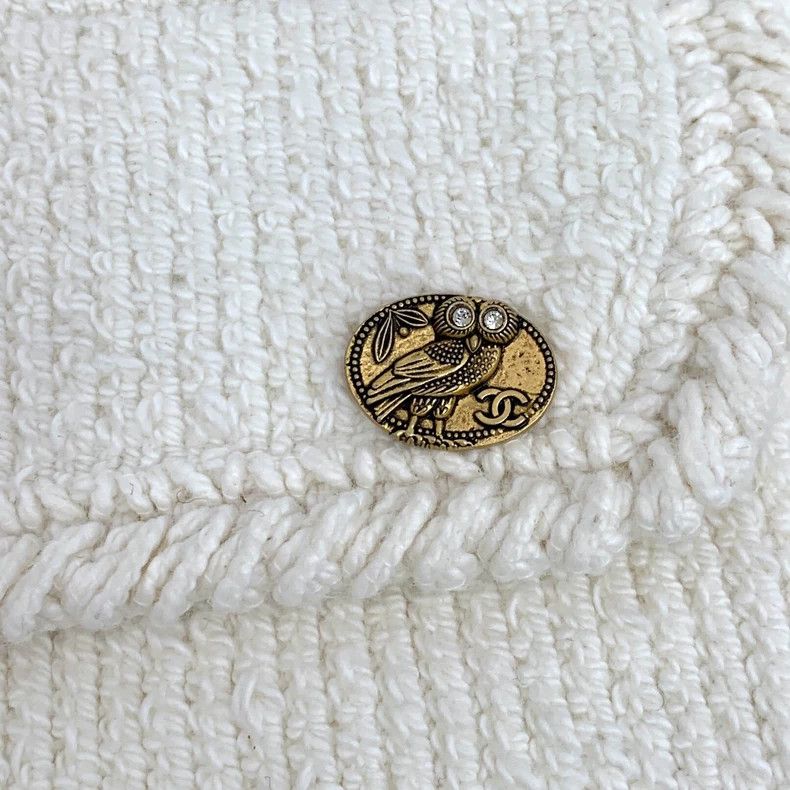 Chanel Chanel Beige cotton V-neck long-sleeved tassel knitted dre Size S / US 4 / IT 40 - 5 Thumbnail
