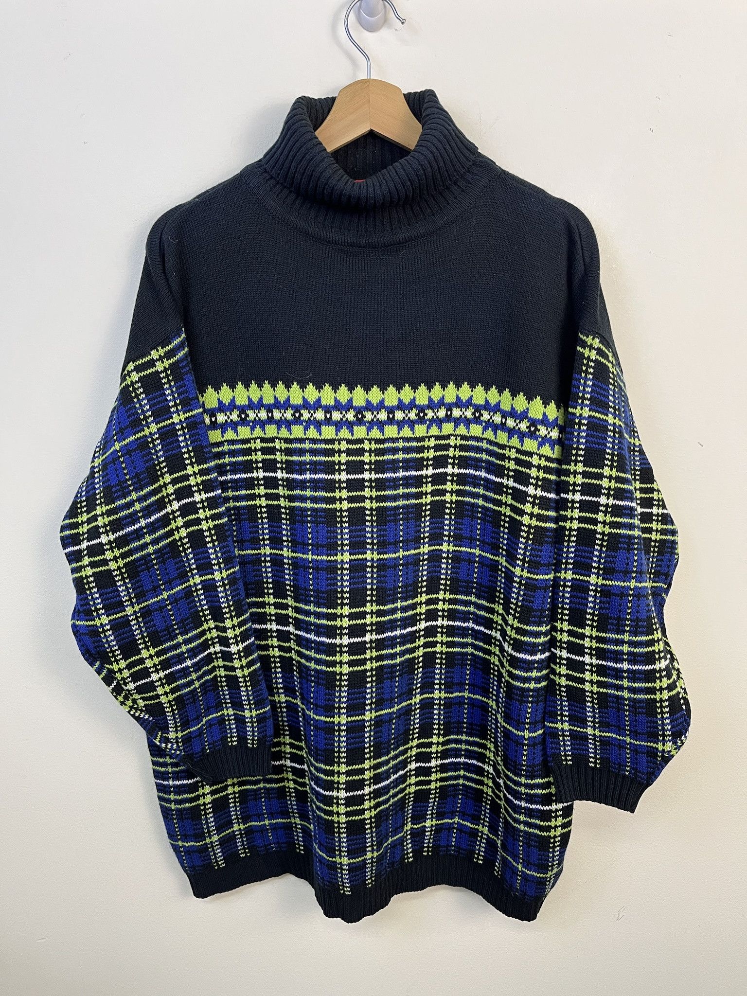 Other Vintage Knit Sweater Venezia Cyber Check Knit Sweaater Size XL Size US XL / EU 56 / 4 - 1 Thumbnail