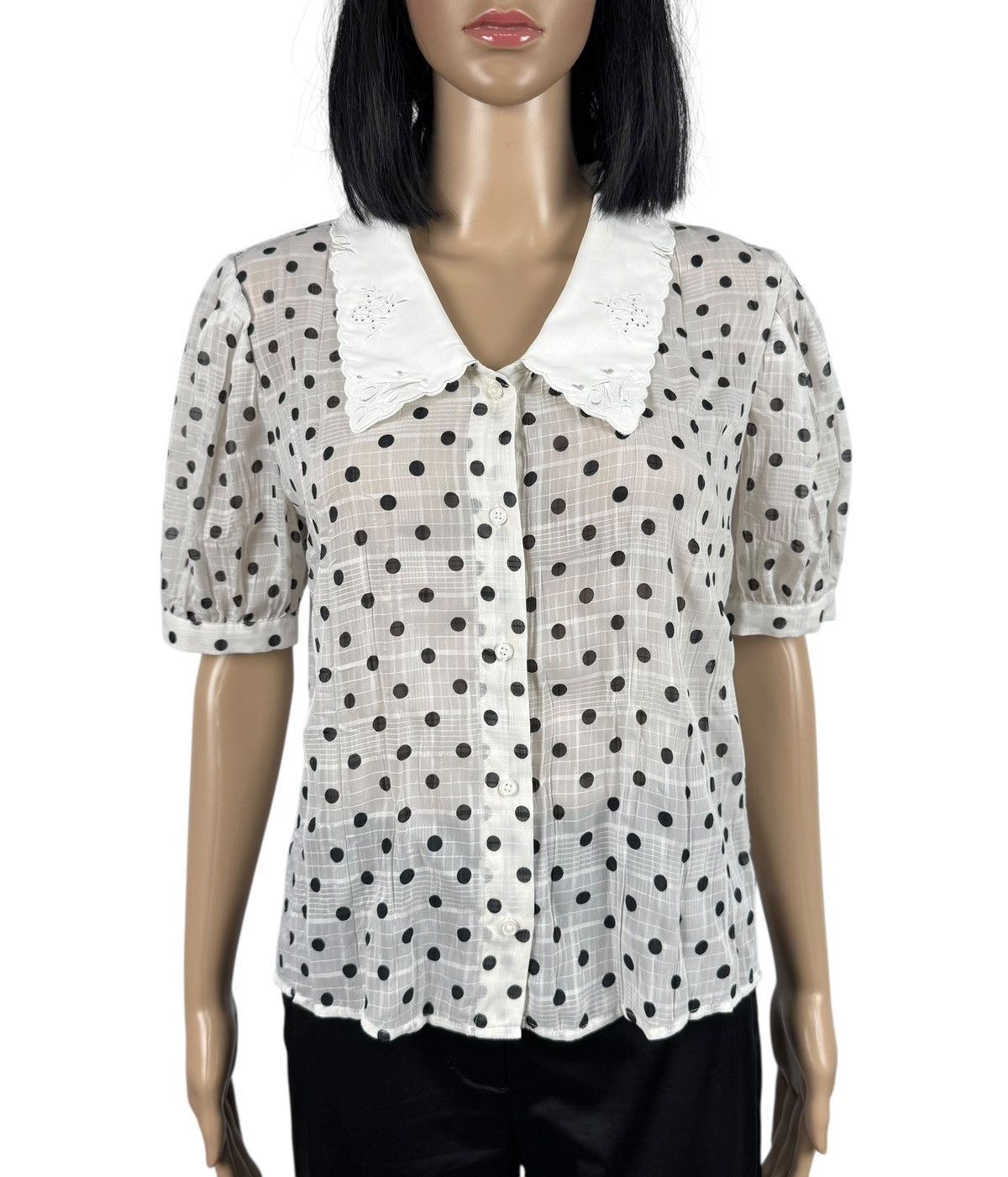 Maje Maje Polka Dot Peter Pan Collar Button Up Viscose Polyester Size S / US 4 / IT 40 - 2 Thumbnail