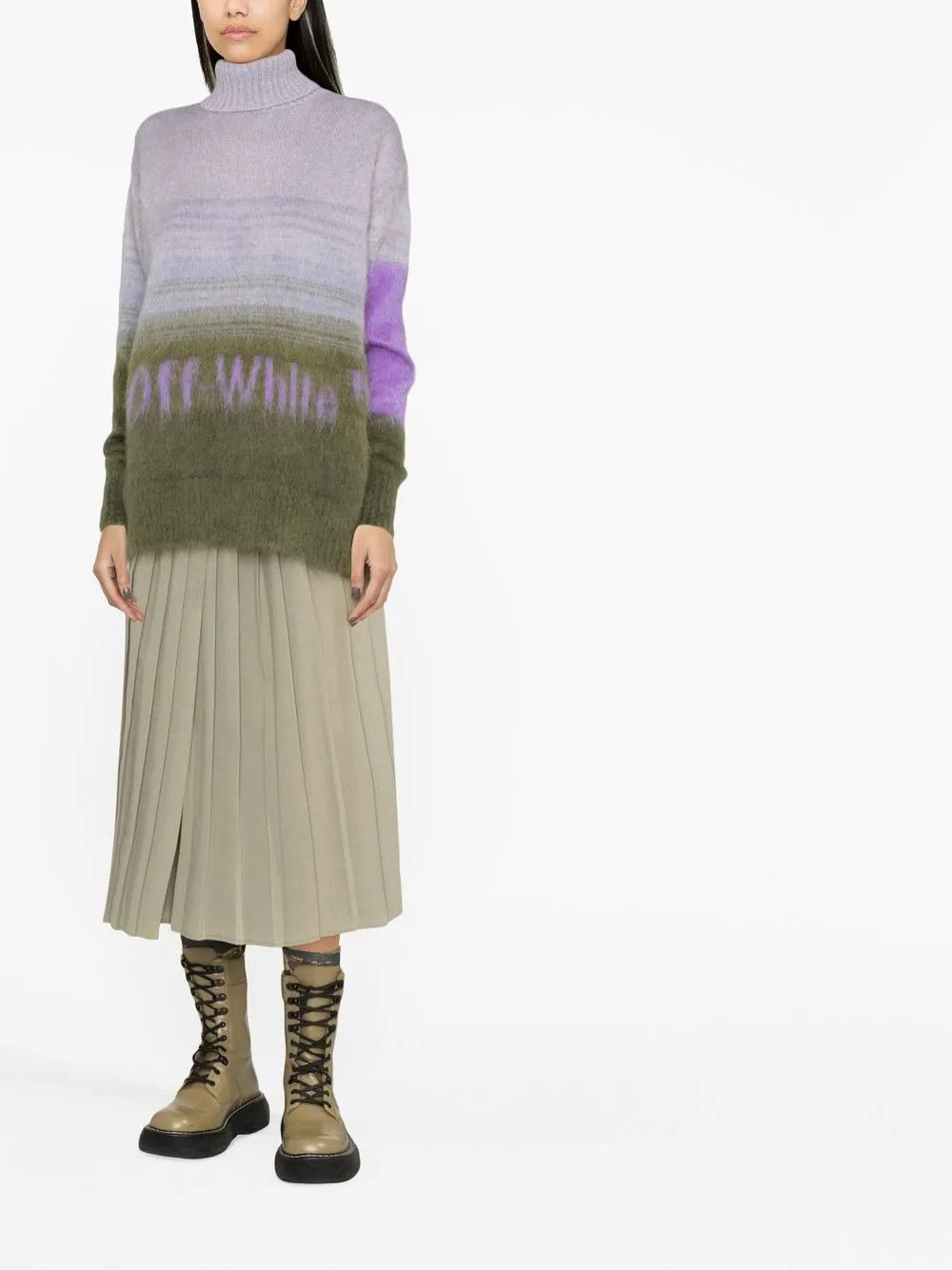 Off-White o1y1225 Turtleneck Sweater in Lilac/Gray Size XS / US 0-2 / IT 36-38 - 4 Thumbnail