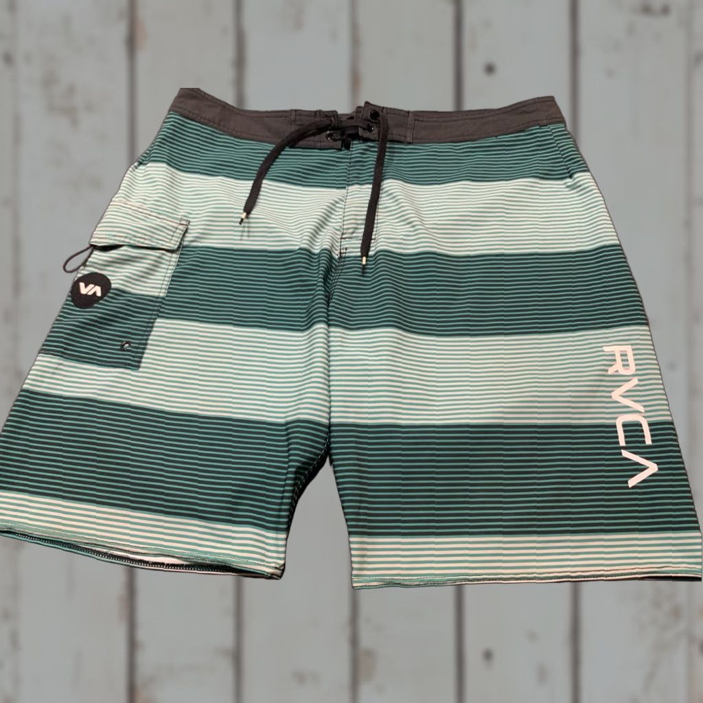 RVCA RVCA Board Shorts Mens 36 Striped Beach Swim Trunks Drawstring Performance Surfing Size US 36 / EU 52 - 1 Thumbnail