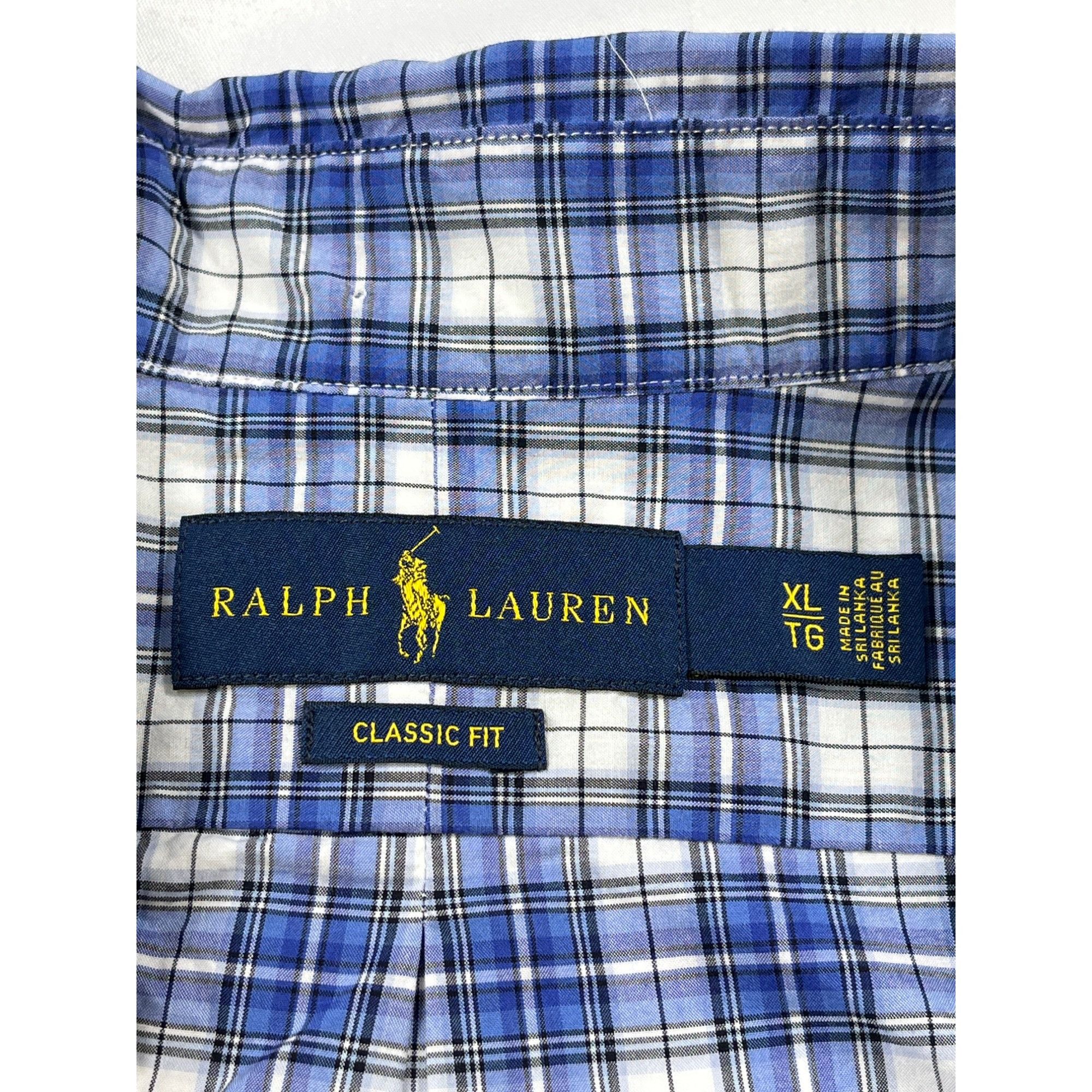 Ralph Lauren Ralph Lauren SKU 7578 Mens Blue & White Plaid Short Sleeve B Size US XL / EU 56 / 4 - 4 Thumbnail