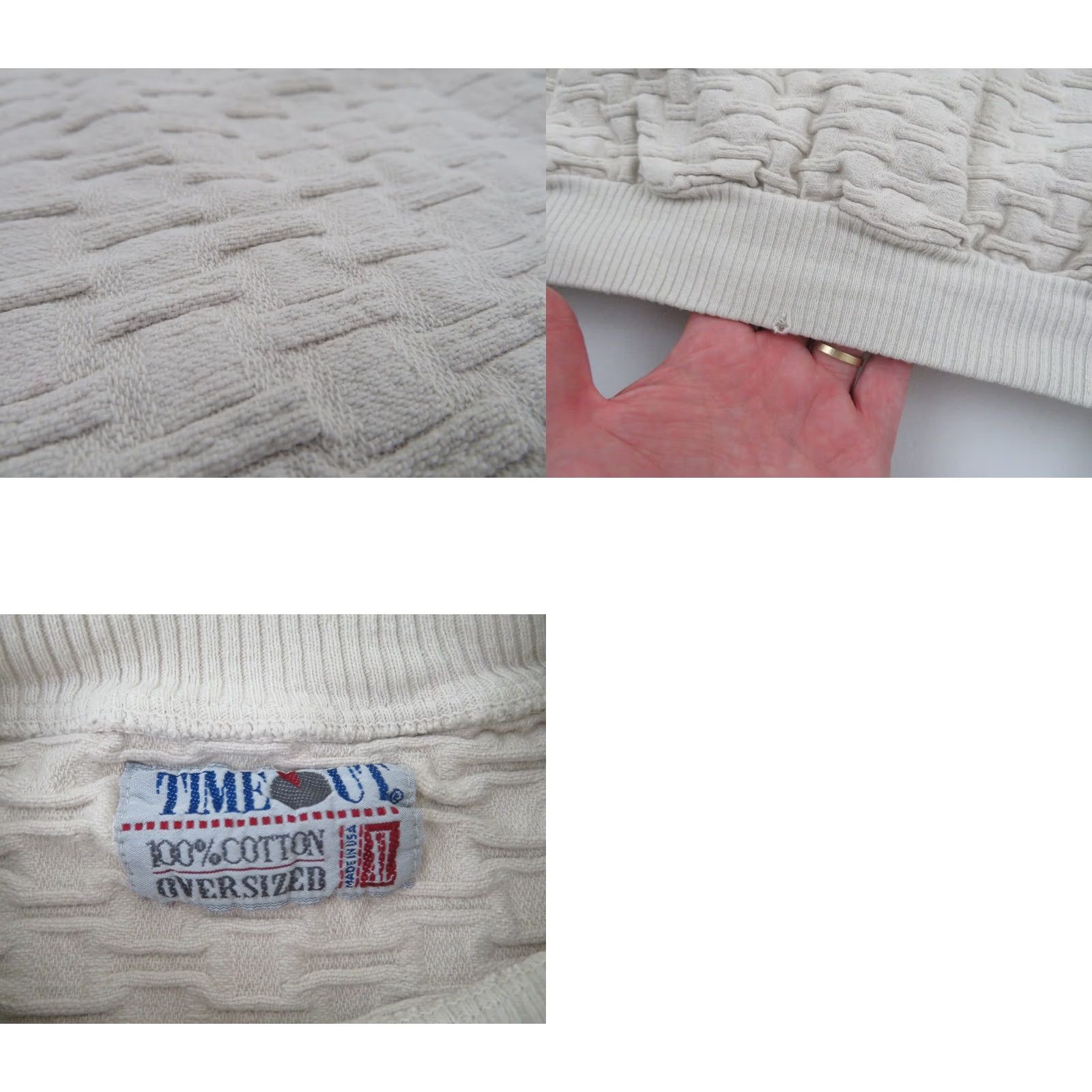 Vintage VINTAGE Timeout Sweatshirt Crew Neck XL USANA Textured 90s Logo Embroidered Beige Men’s Size XL Size US XL / EU 56 / 4 - 8 Thumbnail