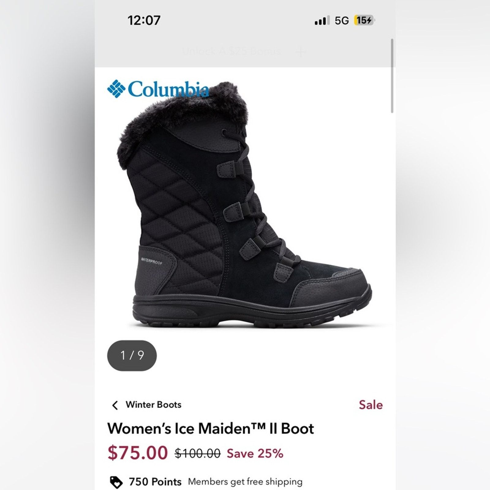 Columbia Columbia Women's Ice Madien II Black Winter Boots US9 Size US 9 / IT 39 - 9 Thumbnail