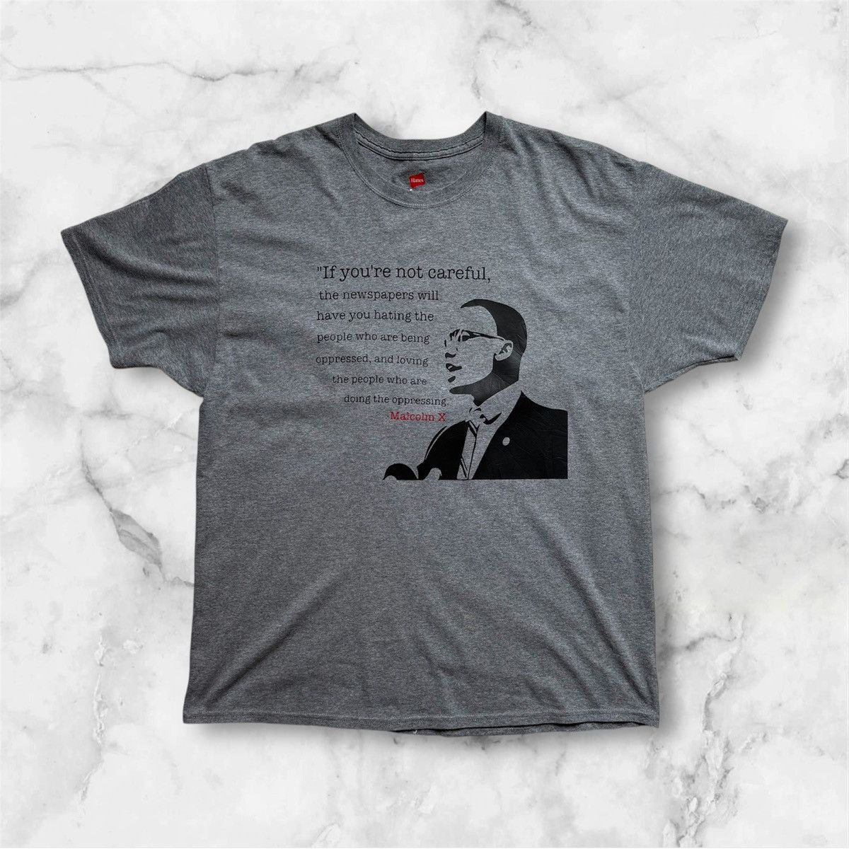 Hanes Malcolm X Iconic Quote T-Shirt Size US XL / EU 56 / 4 - 1 Thumbnail