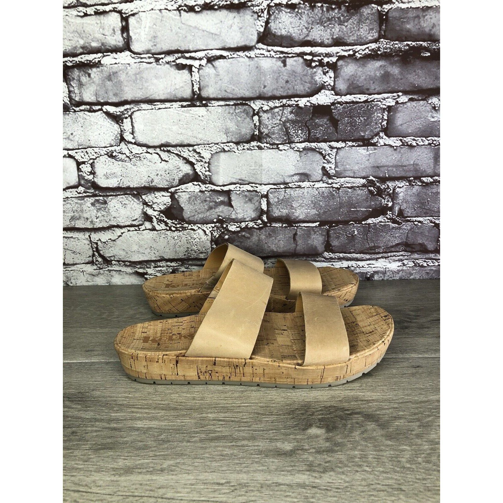 Other Korks Nude Leather Slip On Slides Cork Casual Wedge Shoes Wo Size US 9 / IT 39 - 1 Thumbnail