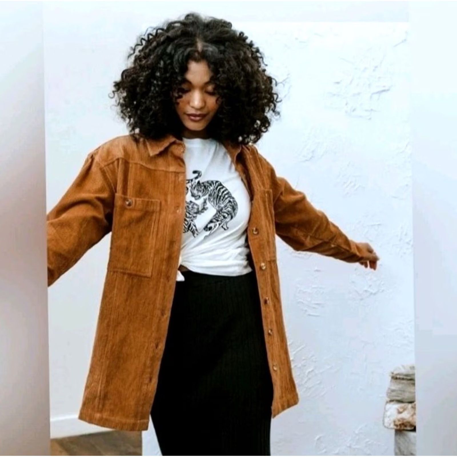 Globe Able Joan Shacket Womens Sm Burnt Orange Corduroy Chore Coat Local + Globe Sz Size S / US 4 / IT 40 - 2 Thumbnail
