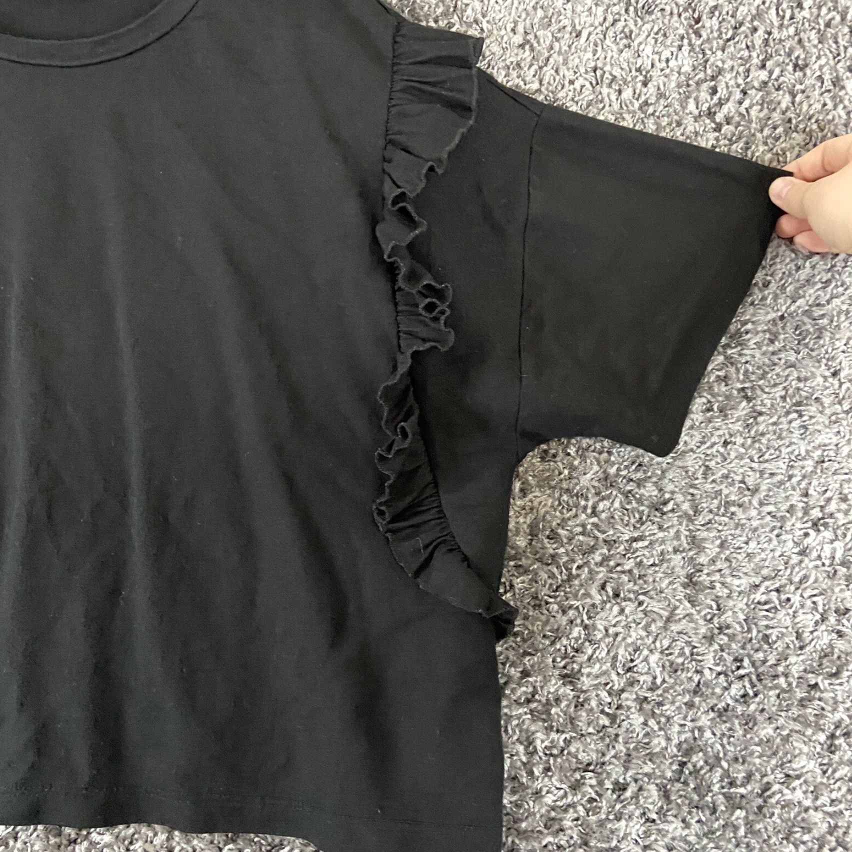 Zara Zara Blouse Shirt Short Sleeve Black M Women’s Ruffle Size M / US 6-8 / IT 42-44 - 4 Thumbnail