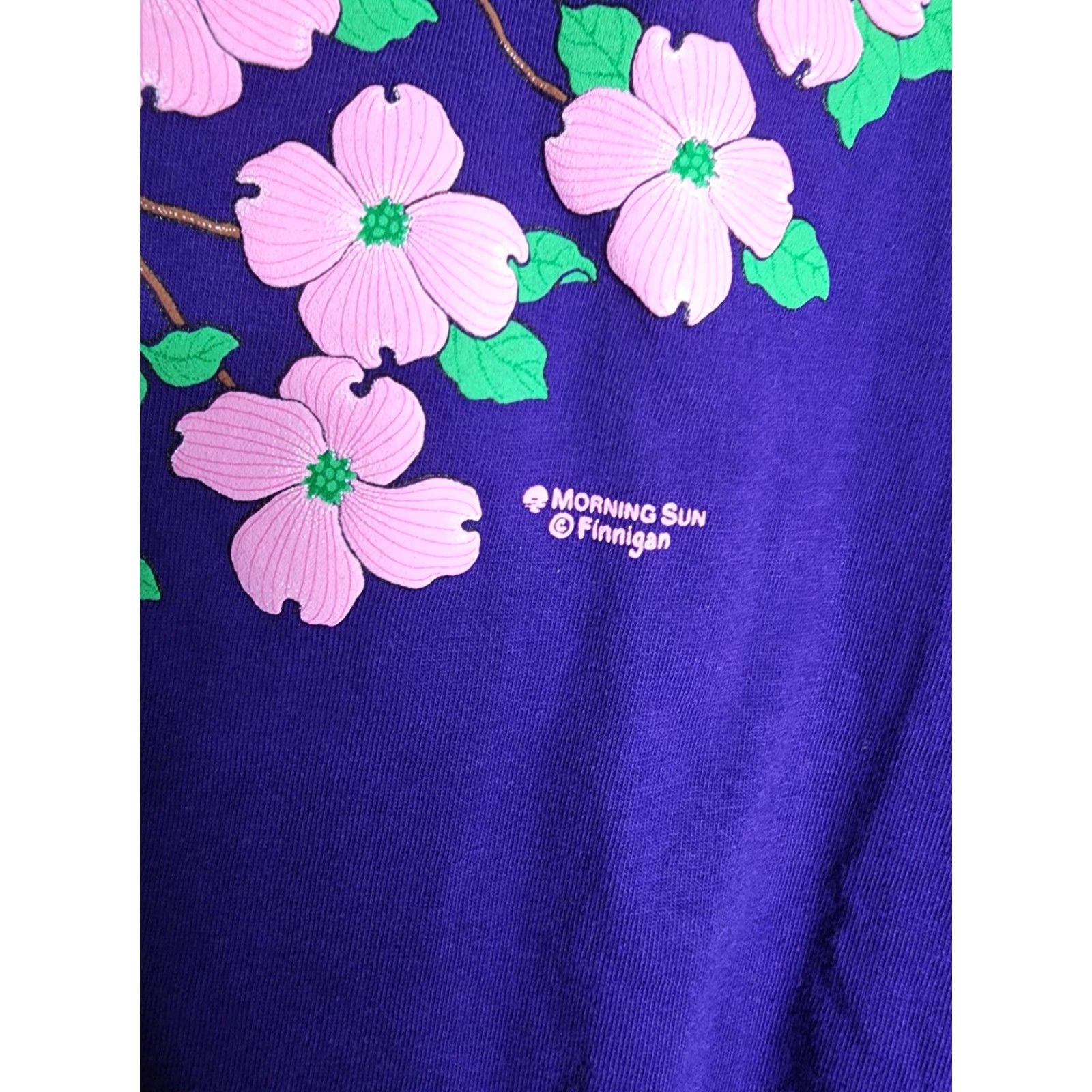 Vintage VINTAGE Morning Sun T-Shirt M Women Floral Japanese Cherry Blossoms Single Stitch Create Stitch Crew Neck Short Sleeve Purple M Womens Size M / US 6-8 / IT 42-44 - 2 Thumbnail