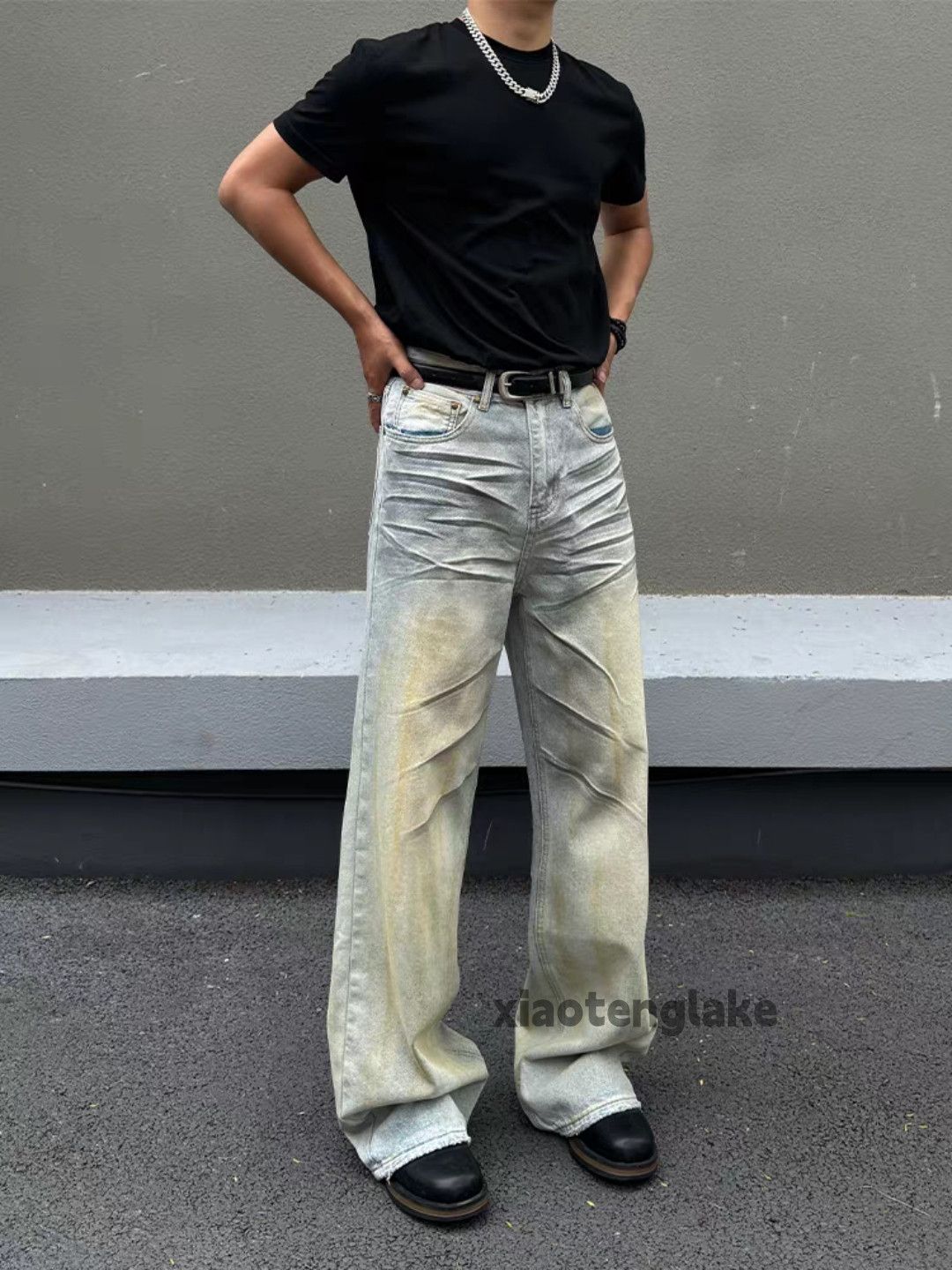 Jean xtl retro washed faded punk grunge hiphop party jeans Size US 32 / EU 48 - 3 Thumbnail
