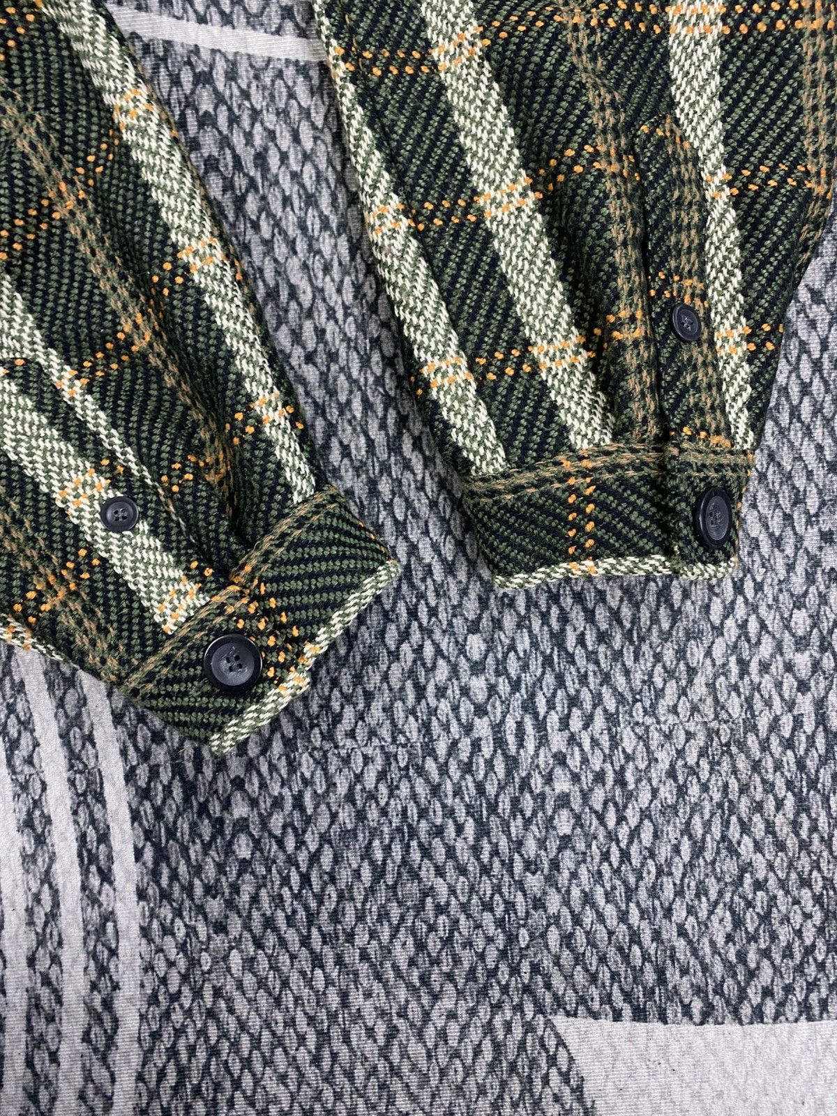 Japanese Brand Vintage Jeanasis Green Checked Fullbutton Jacket Size L / US 10 / IT 46 - 8 Thumbnail