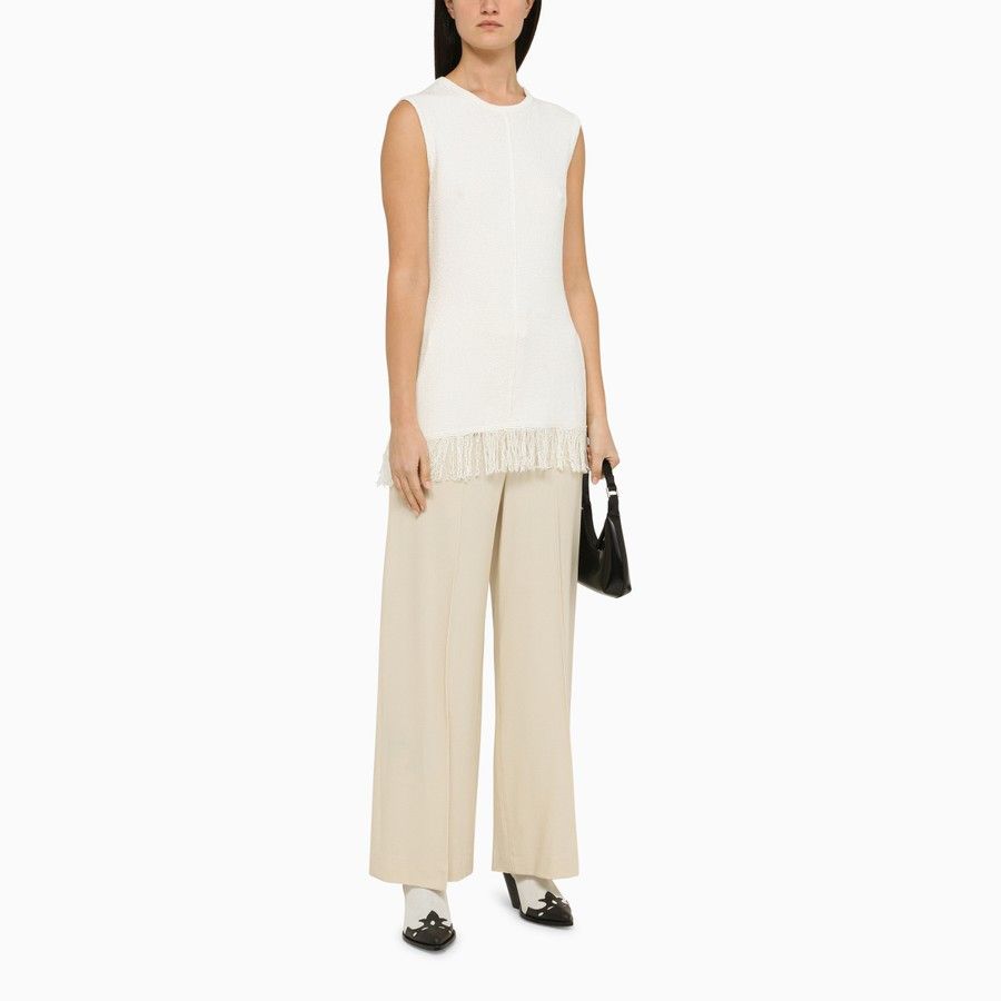 Loulou de Saison o1d2blof0824 Top With Fringes in White Size M / US 6-8 / IT 42-44 - 2 Thumbnail