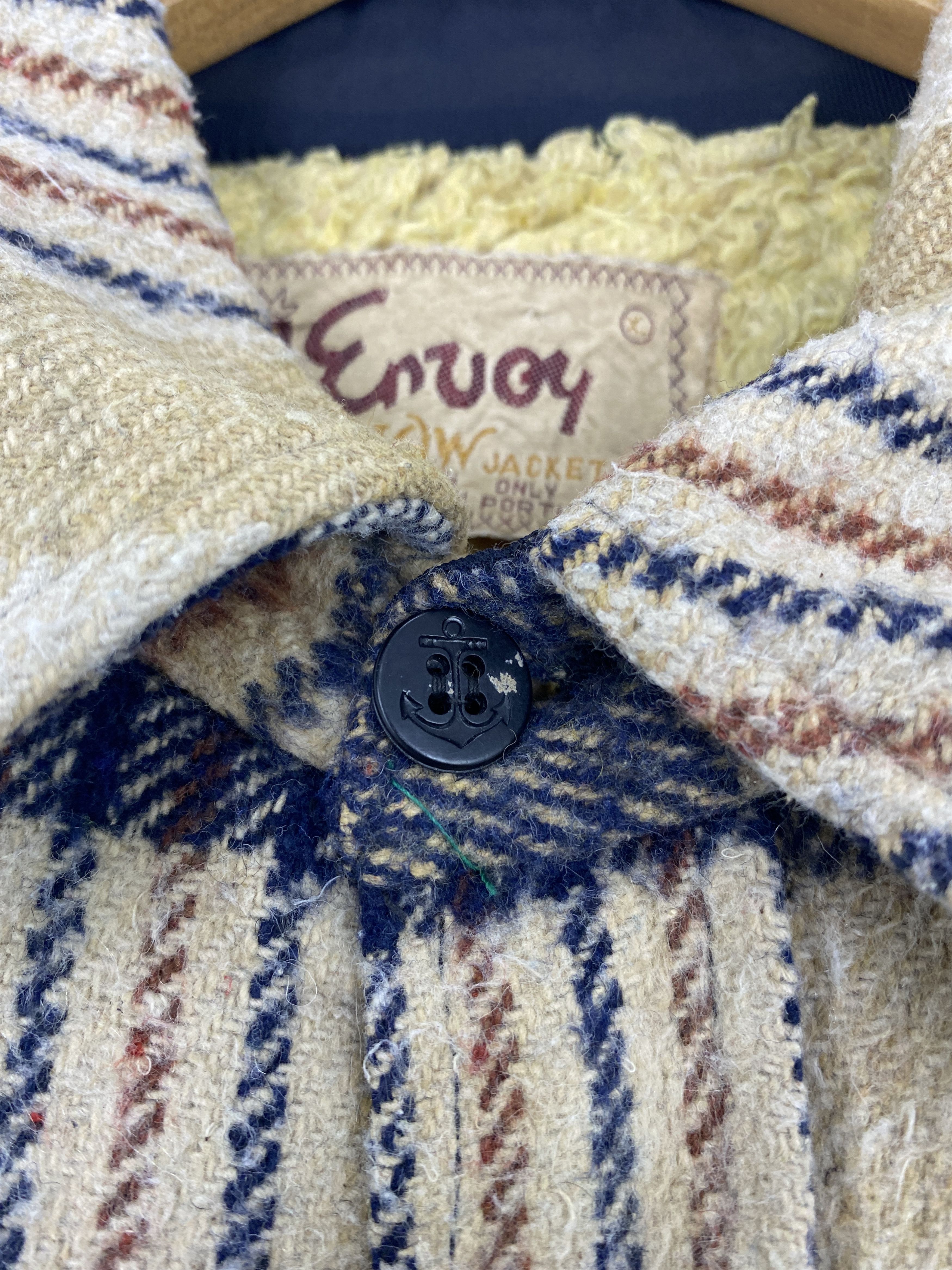 Portuguese Flannel × Vintage 60s Portuguese Flannel Plaid Sherpa Fleece Jacket Size US L / EU 52-54 / 3 - 11 Thumbnail