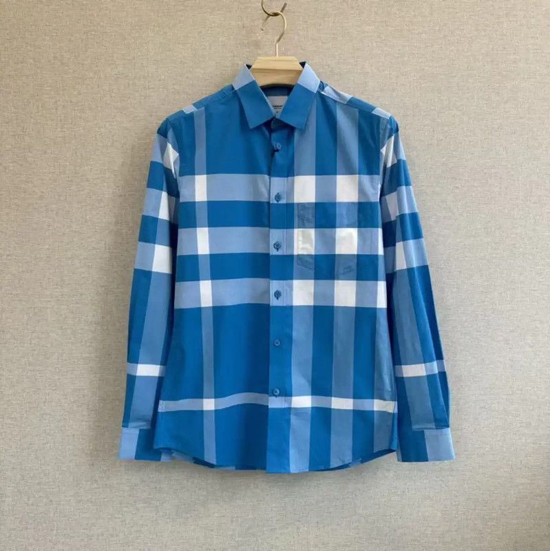 Burberry Burberry Blue Check Long Sleeve Shirt Size US S / EU 44-46 / 1 - 1 Thumbnail