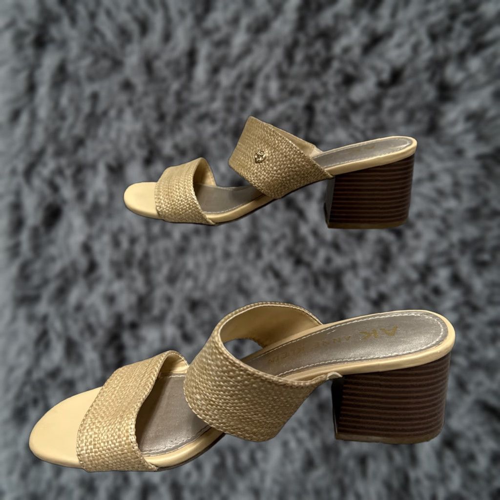 Anne Klein Anne Klein Sandals Women 7.5M Slip-On Open Toe Block Heel Retro Brown Textured Comfort Classic Office Size US 8 / IT 38 - 1 Thumbnail