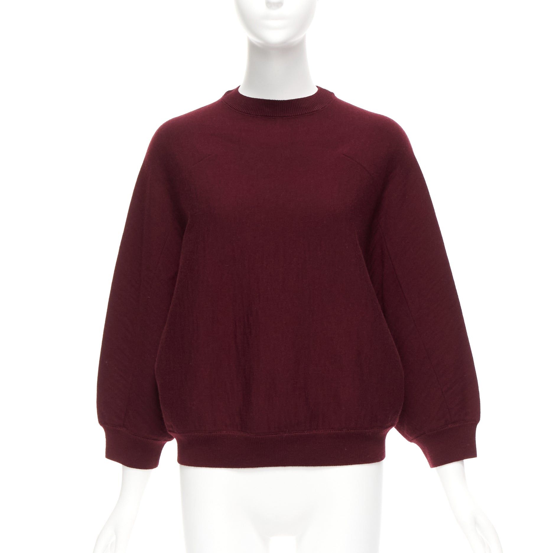 Marni MARNI 100% wool burgundy crop back batwing boxy sweater IT38 S Size XS / US 0-2 / IT 36-38 - 1 Thumbnail