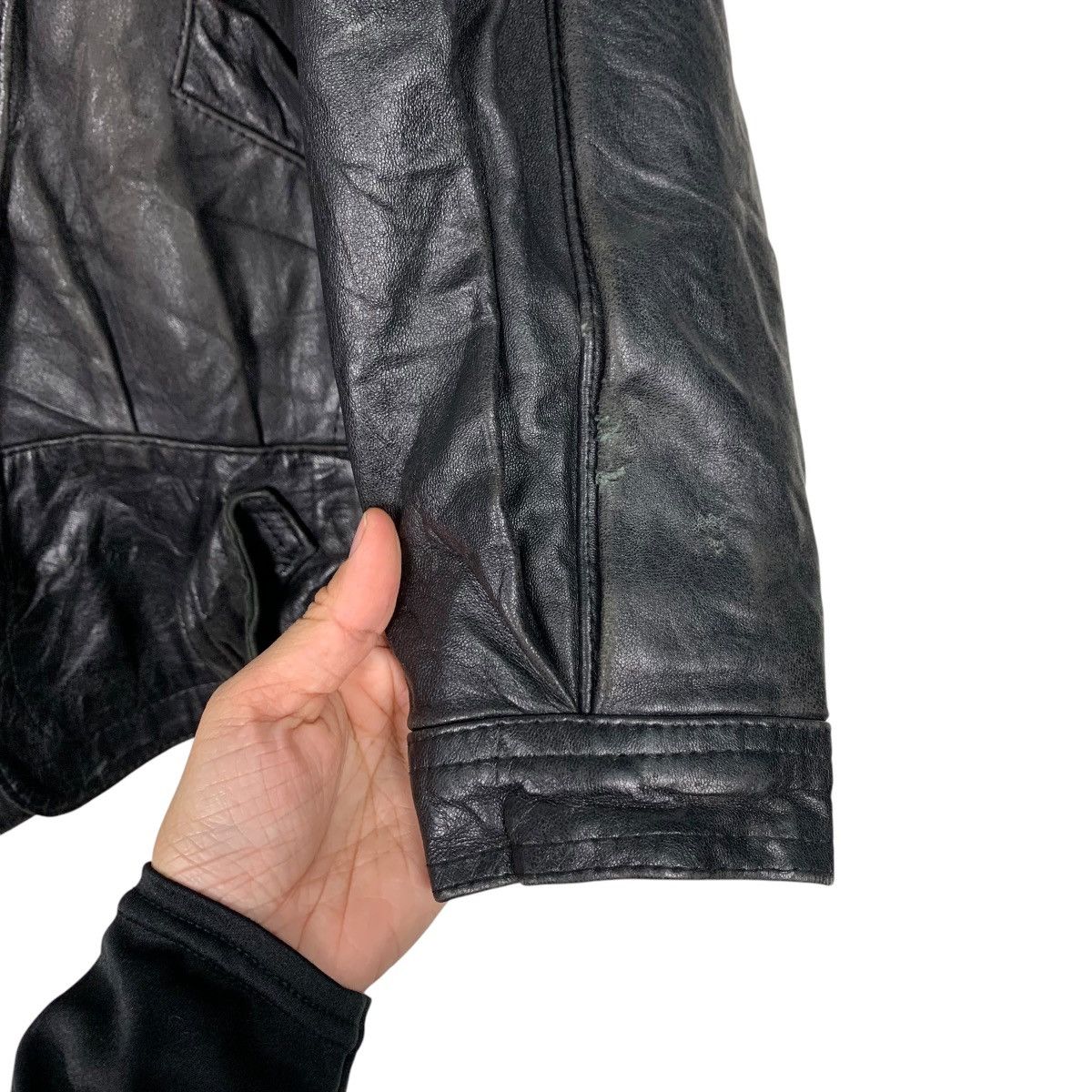 Vintage GENEL England Real Leather Double Collar Jacket #2164-C95 Size US L / EU 52-54 / 3 - 13 Thumbnail