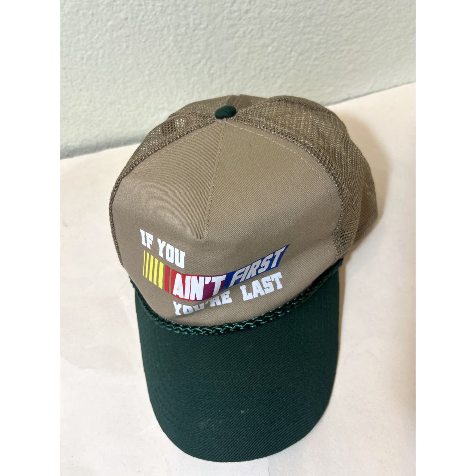 NASCAR Nissun Trucker Hat Mens Funny Nascar Racing iF YOU AIN'T FIRST YOU'RE LAST Multicolor Snapback Size ONE SIZE - 5 Thumbnail