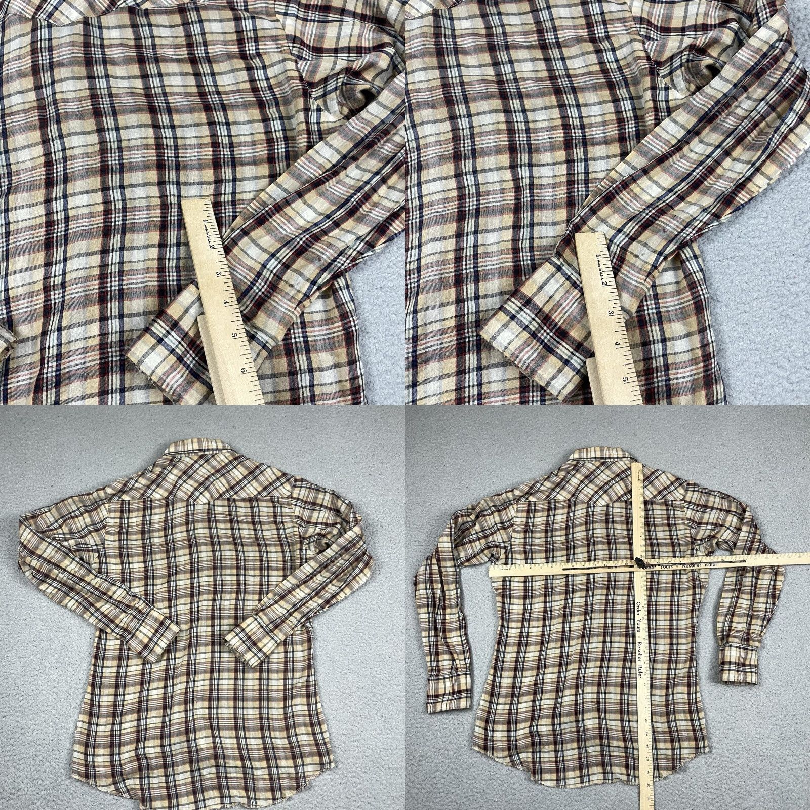 Wrangler VINTAGE Wrangler Shirt Adult Large Brown Western Fashion Pearl Snap Plaid Cowboy Shirt Mens Wrangler Western Fashion Size US L / EU 52-54 / 3 - 8 Thumbnail