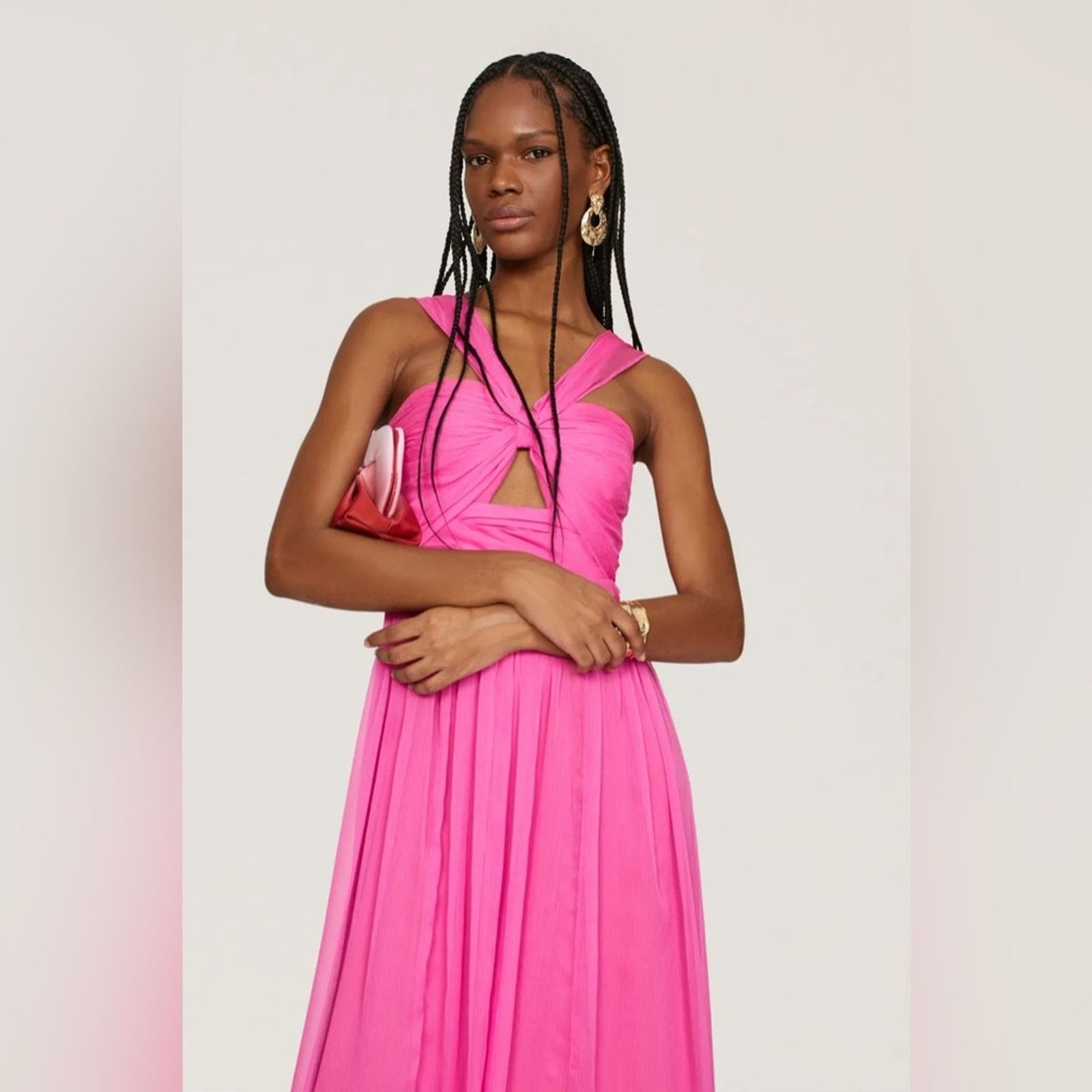 Adam Lippes Adam Lippes Size 14 Hot Pink Knot Front MaxiGown Dress Size XL / US 12-14 / IT 48-50 - 4 Thumbnail