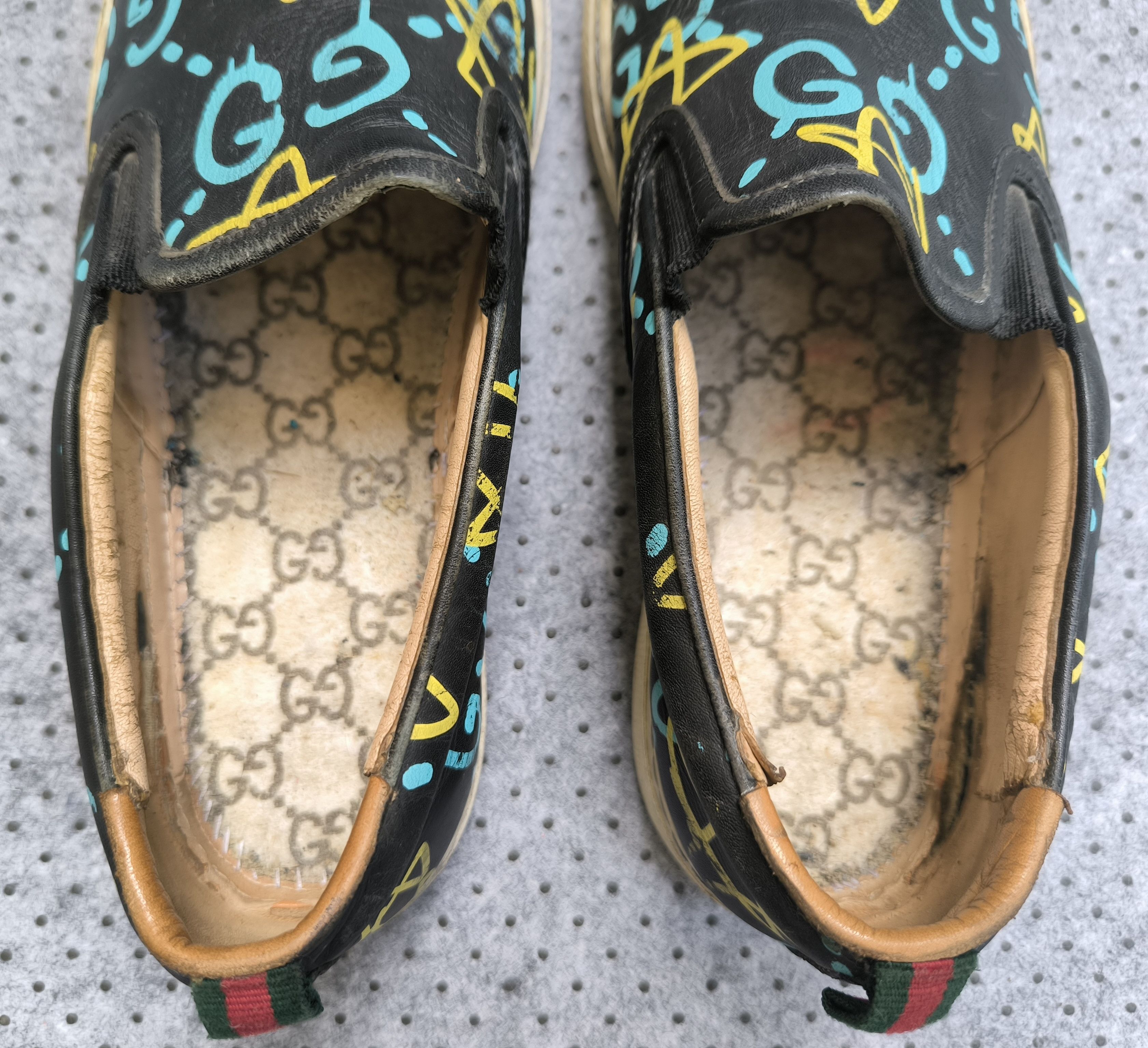 Gucci GUCCI Ghost GG graffiti leather slip on sneakers Size US 8 / EU 41 - 8 Thumbnail