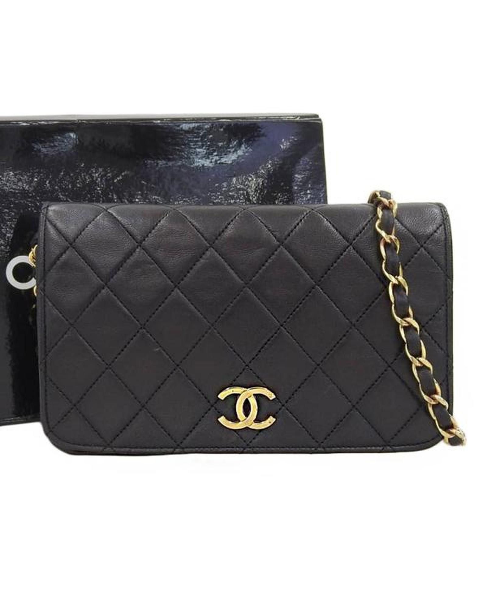 image of Chanel Quilted Leather Full Flap Bag In Black, Women's