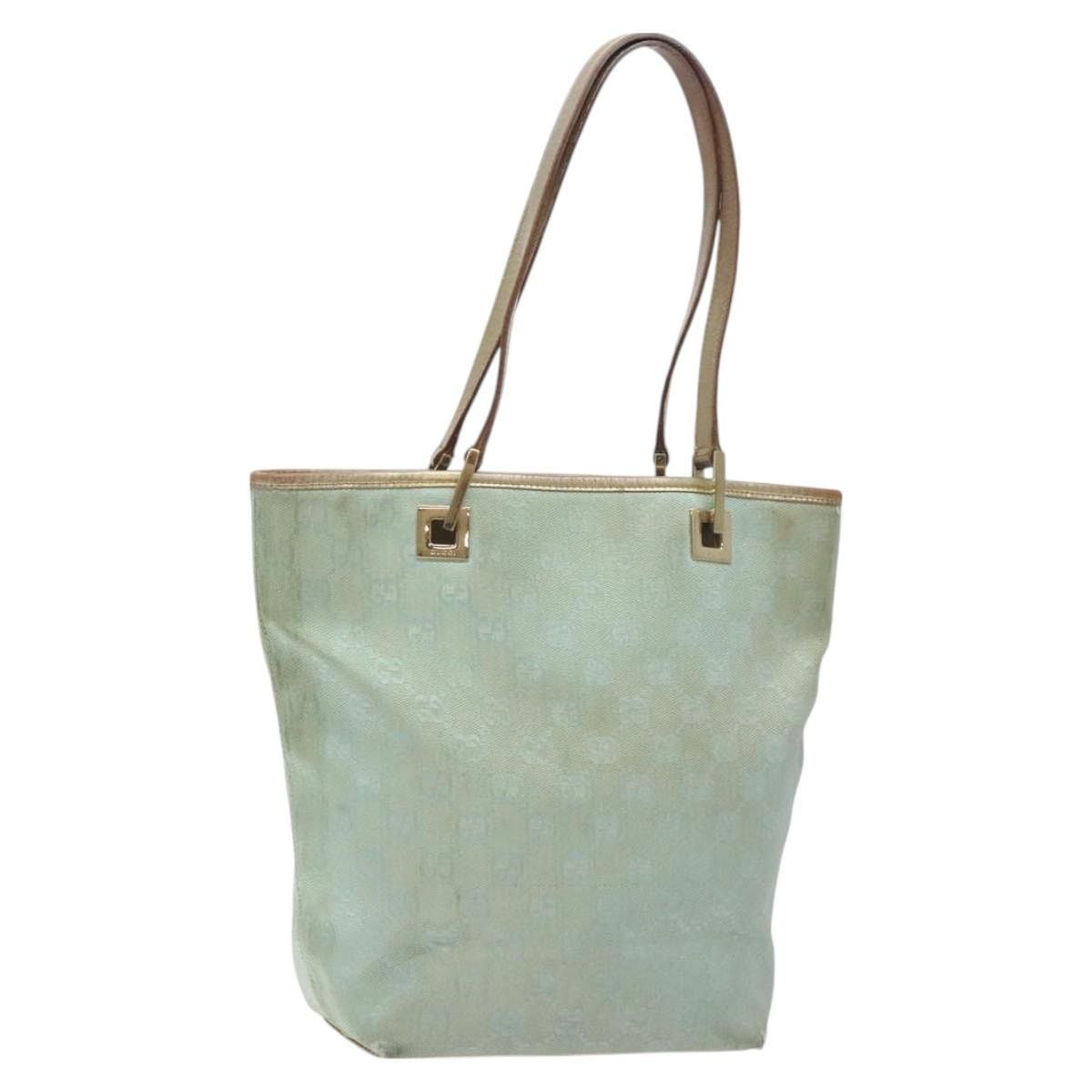 Gucci GUCCI GG Canvas Tote Bag Light Blue Gold 002 002 Size ONE SIZE - 1 Thumbnail