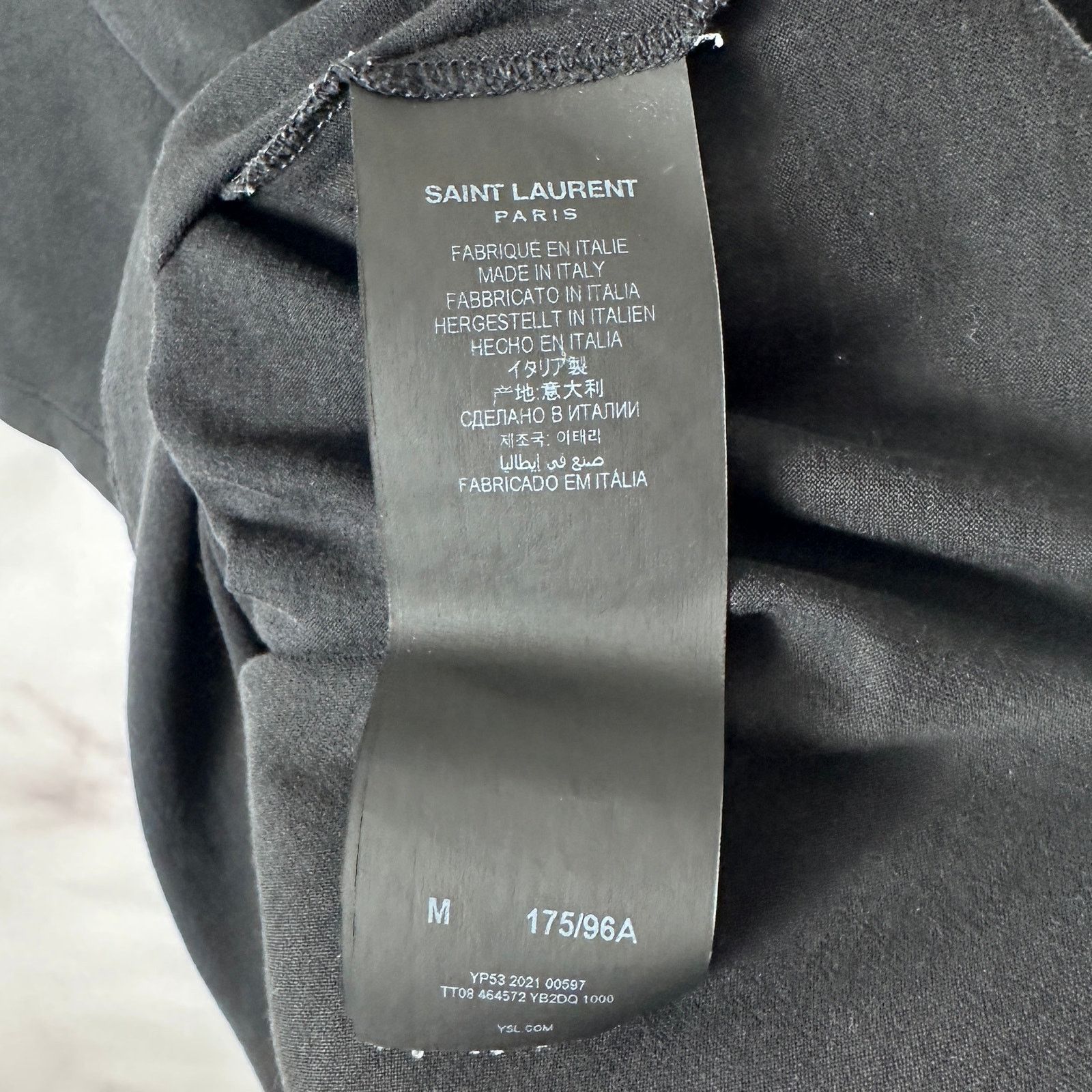 Saint Laurent Paris Black Text Tee Size US L / EU 52-54 / 3 - 7 Thumbnail