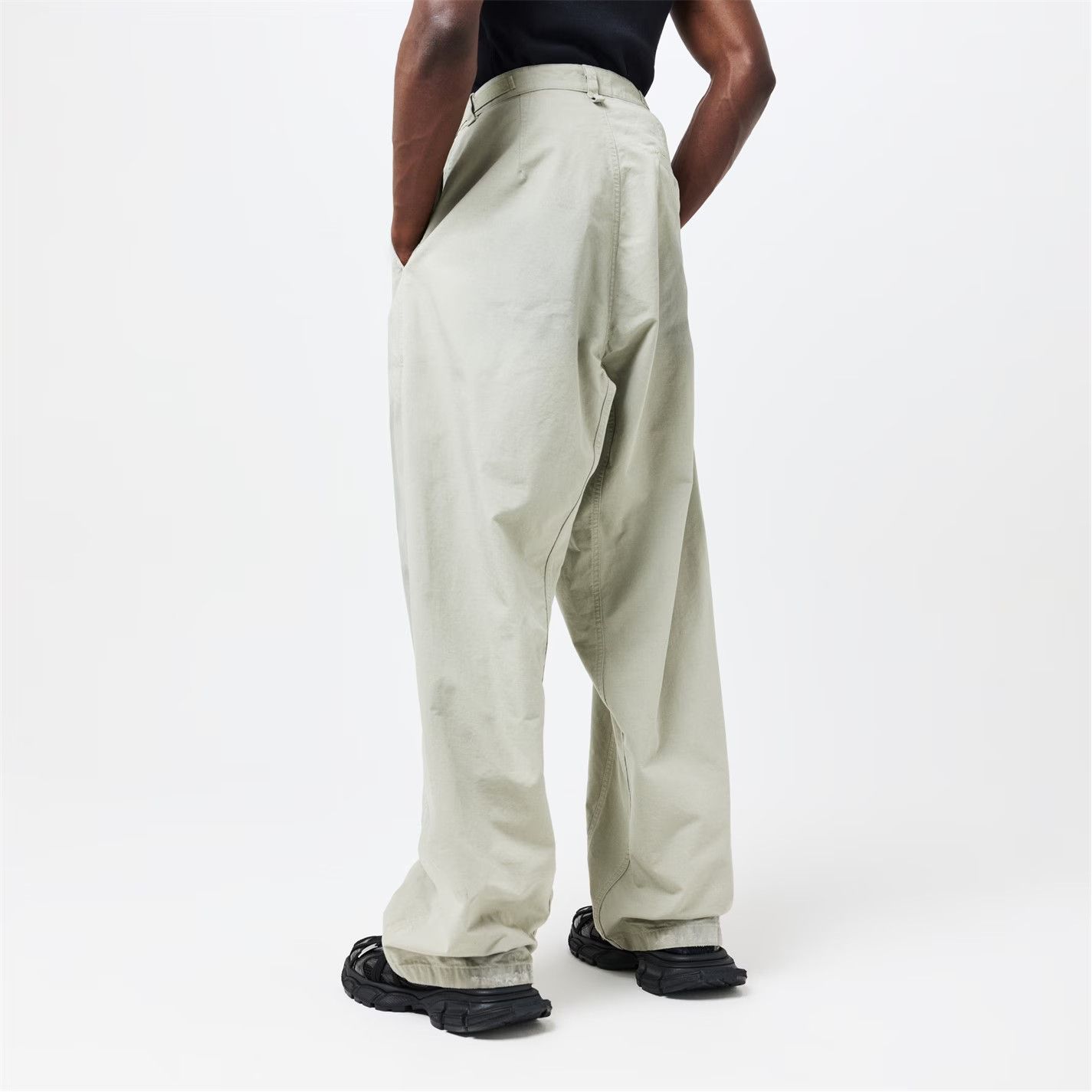 Balenciaga o1g2r1mq0226 Washed Wide Leg Utility Jeans In Military Beige Size US 34 / EU 50 - 4 Thumbnail