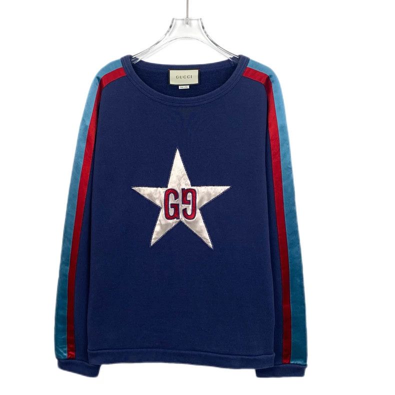 Gucci Gucci Blue double G five-pointed star embroidered round-nec Size US M / EU 48-50 / 2 - 1 Thumbnail