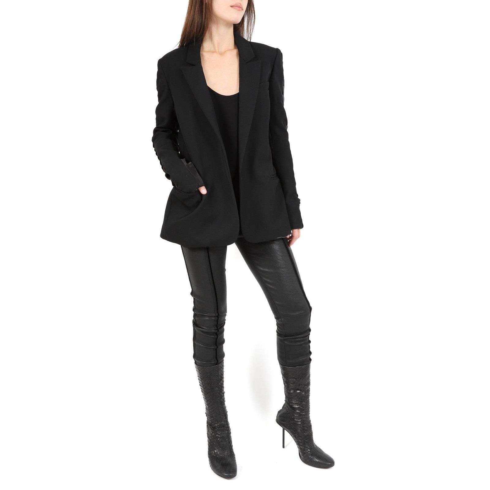 Haider Ackermann FW20 Silk Insert Sleeve Blazer in Black Wool Size XS / US 0-2 / IT 36-38 - 3 Thumbnail
