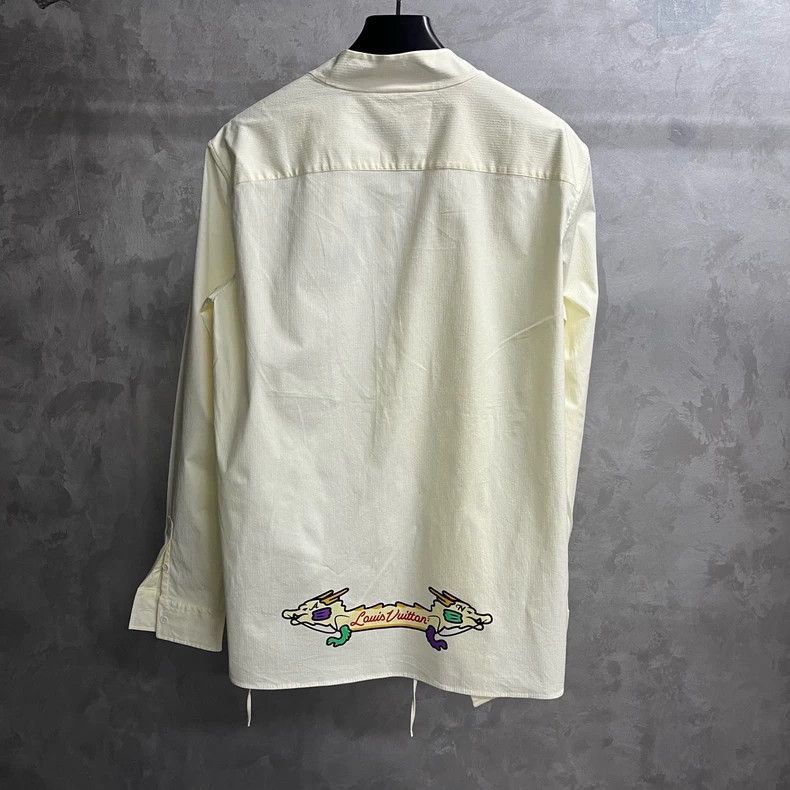 Louis Vuitton Louis Vuitton White Asymmetric Logo Long Sleeve Shirt-2508 Size US XL / EU 56 / 4 - 3 Thumbnail