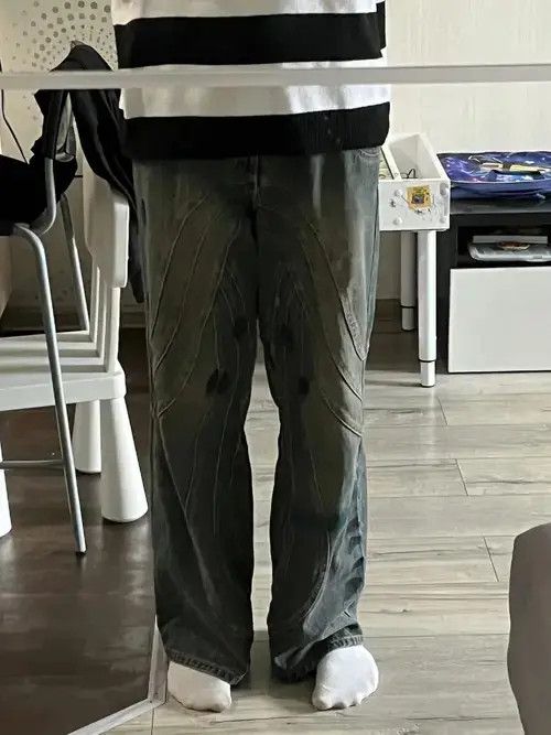 American Edition × Jean Circle Striped Straight Jeans Size US 32 / EU 48 - 3 Thumbnail