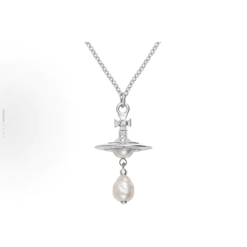 Vivienne Westwood Vivienne Westwood Silver Alloy Necklace with Pearl 0089 Size ONE SIZE - 1 Thumbnail
