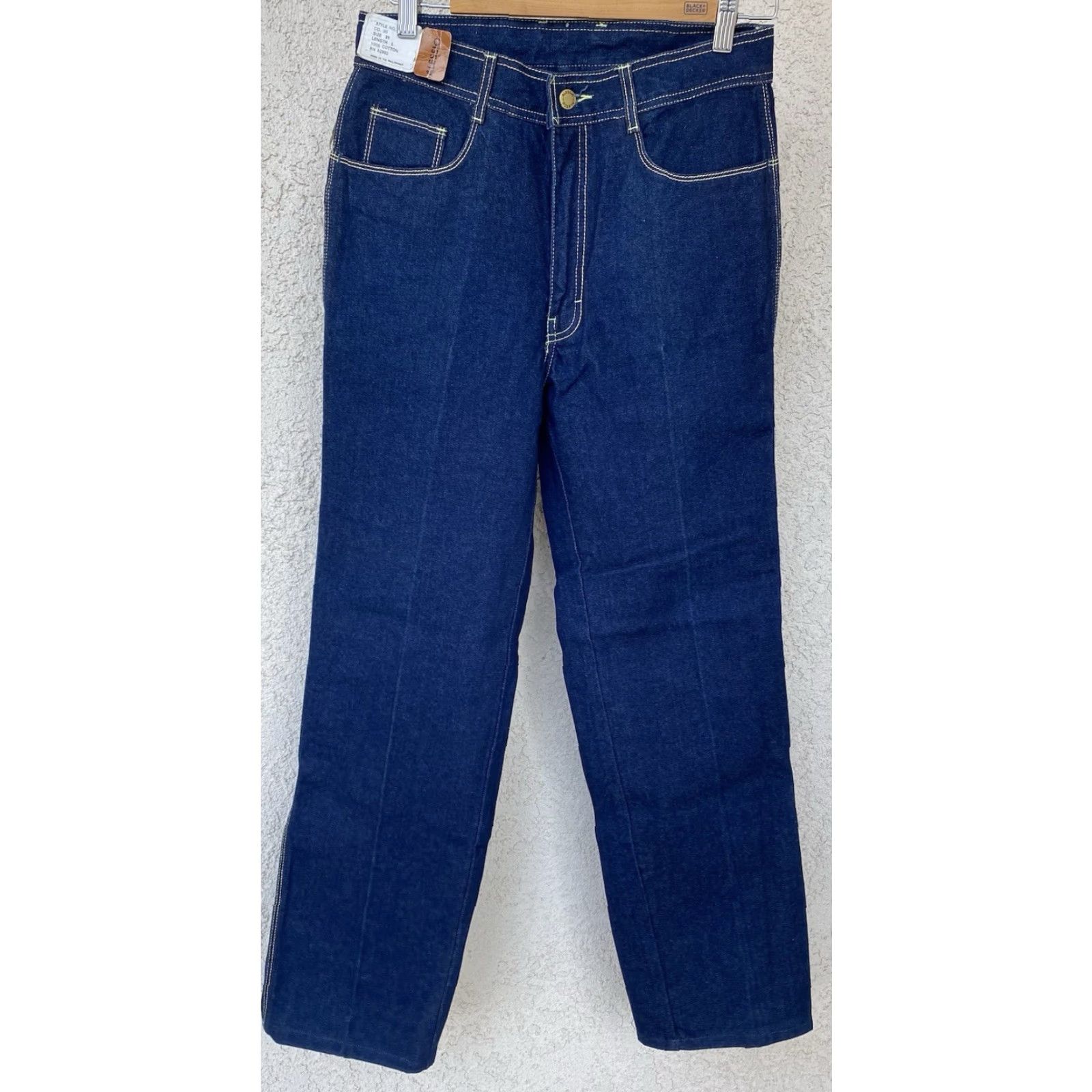 Vintage Vtg Alessio Jeans Womens 5-Pocket Denim Embroidered Western 100% Cotton 29 Inseam 29.5 Rise High Waist 31" 70s 80s Dated Deadstock Jeans Size 29" - 5 Thumbnail