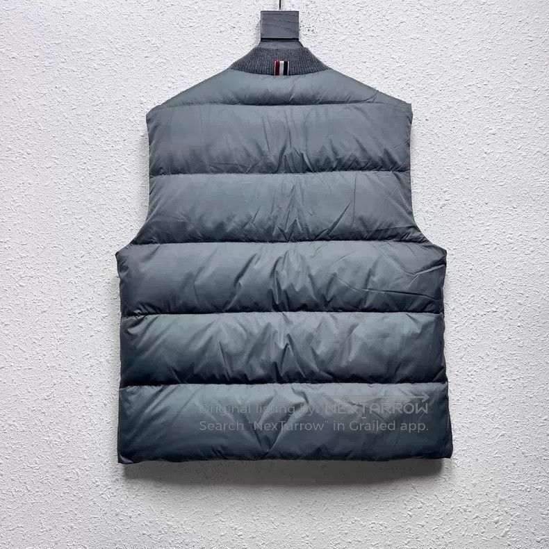 Thom Browne Thom Browne Solid Stripe Down Vest - Gray Size US L / EU 52-54 / 3 - 2 Thumbnail