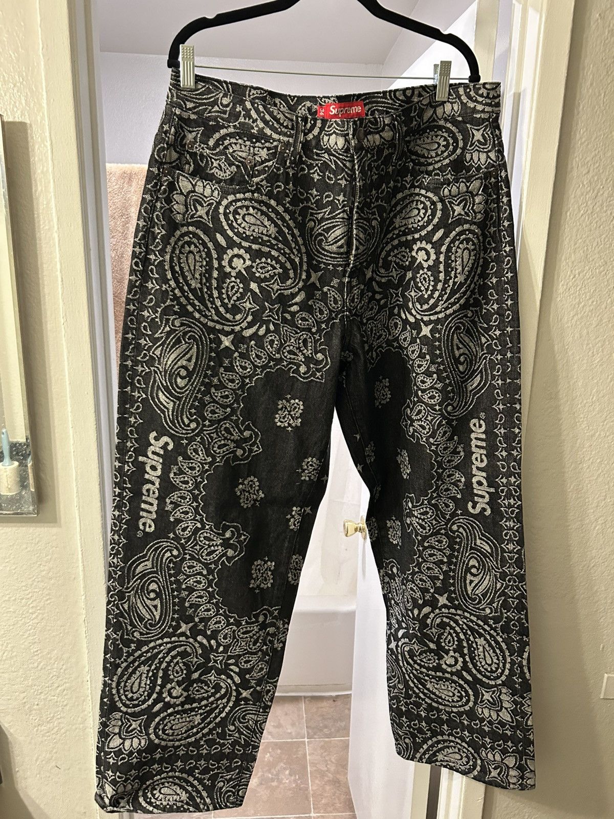 Supreme Supreme Denim Jeans allover writing | Grailed