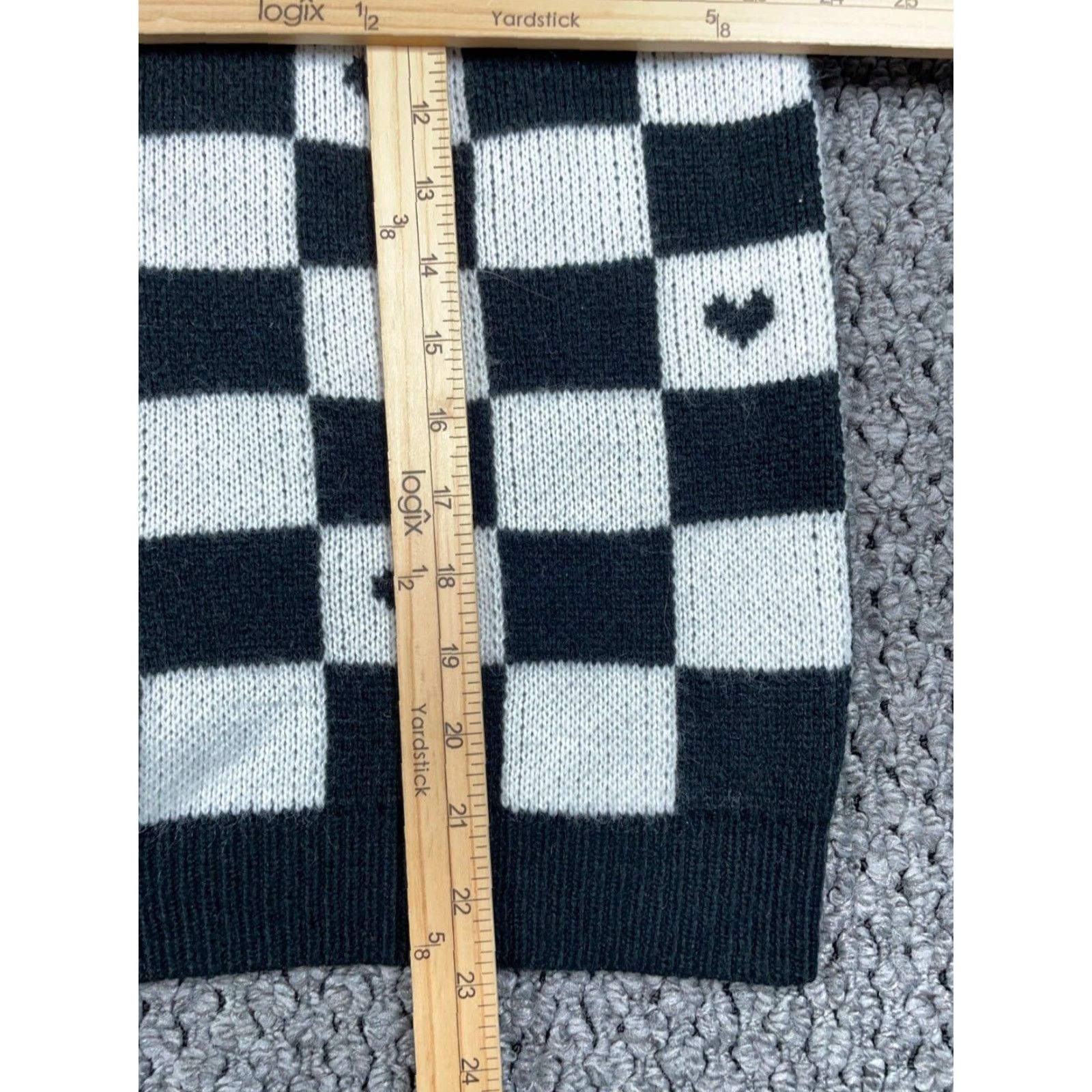 Vintage Kuromi Cardigan Women's XL Black White Check Pattern Embroidered Anime Boxy Fit Sweater Cardigan 90s Hipster Retro Casual Women's Size XL / US 12-14 / IT 48-50 - 7 Thumbnail