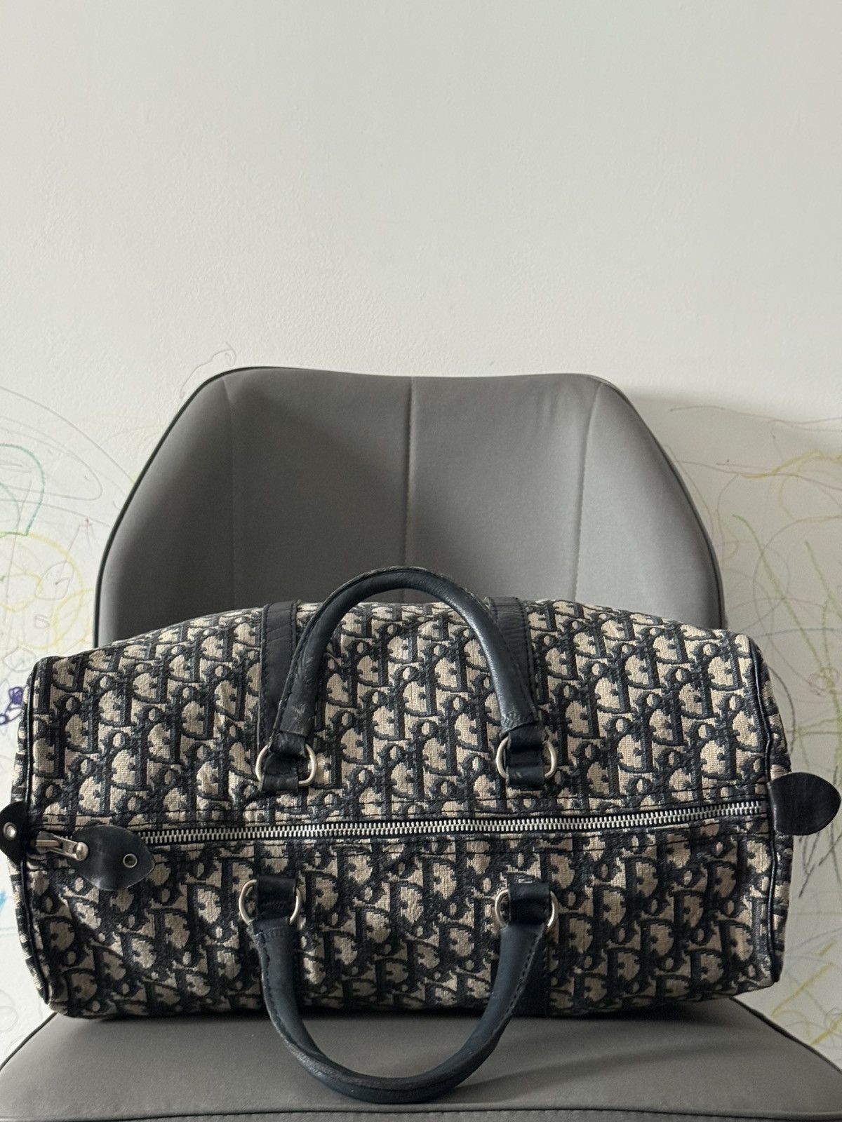 Dior Vintage Christian Dior Dark Blue Monogram Small Duffle Bag Size ONE SIZE - 7 Thumbnail