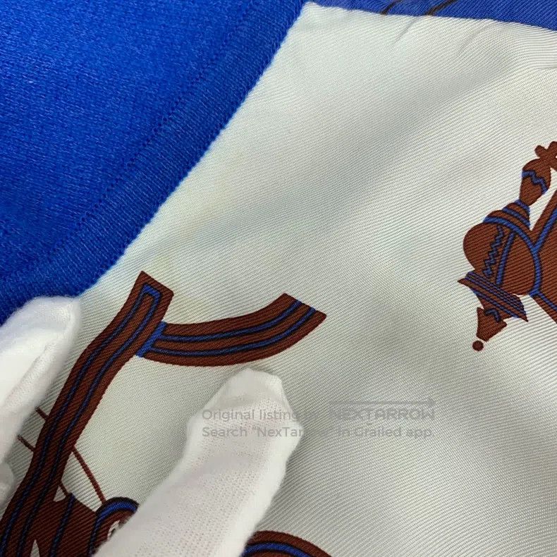 Hermes Hermes Navy Blue Silk Printed Patchwork Cashmere Long Slee Size XS / US 0-2 / IT 36-38 - 8 Thumbnail