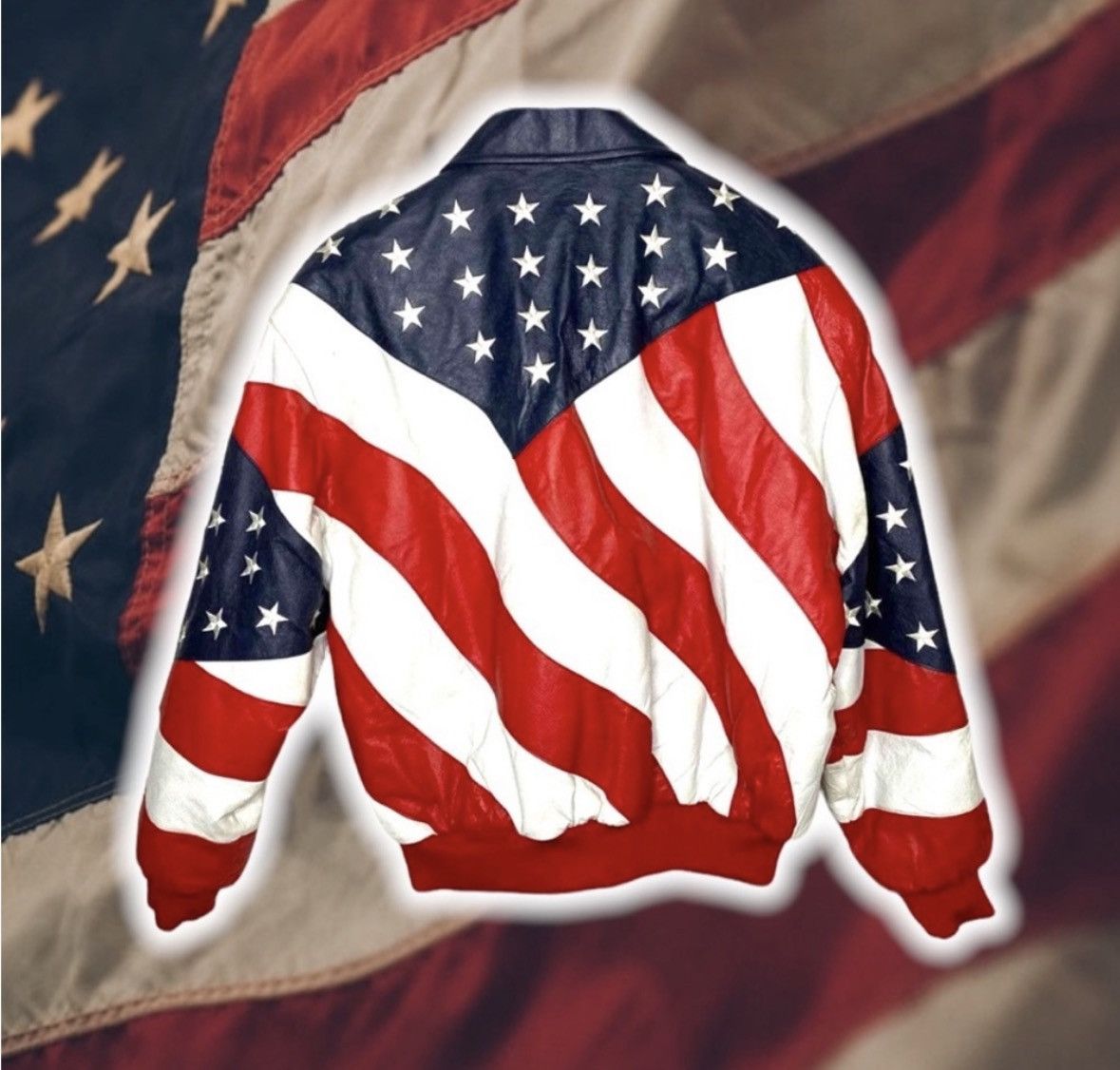 Michael Hoban 1990S MICHAEL HOBAN AMERICAN FLAG 🇺🇸 LEATHER BOMBER JACKET 🧥 Size US M / EU 48-50 / 2 - 3 Thumbnail