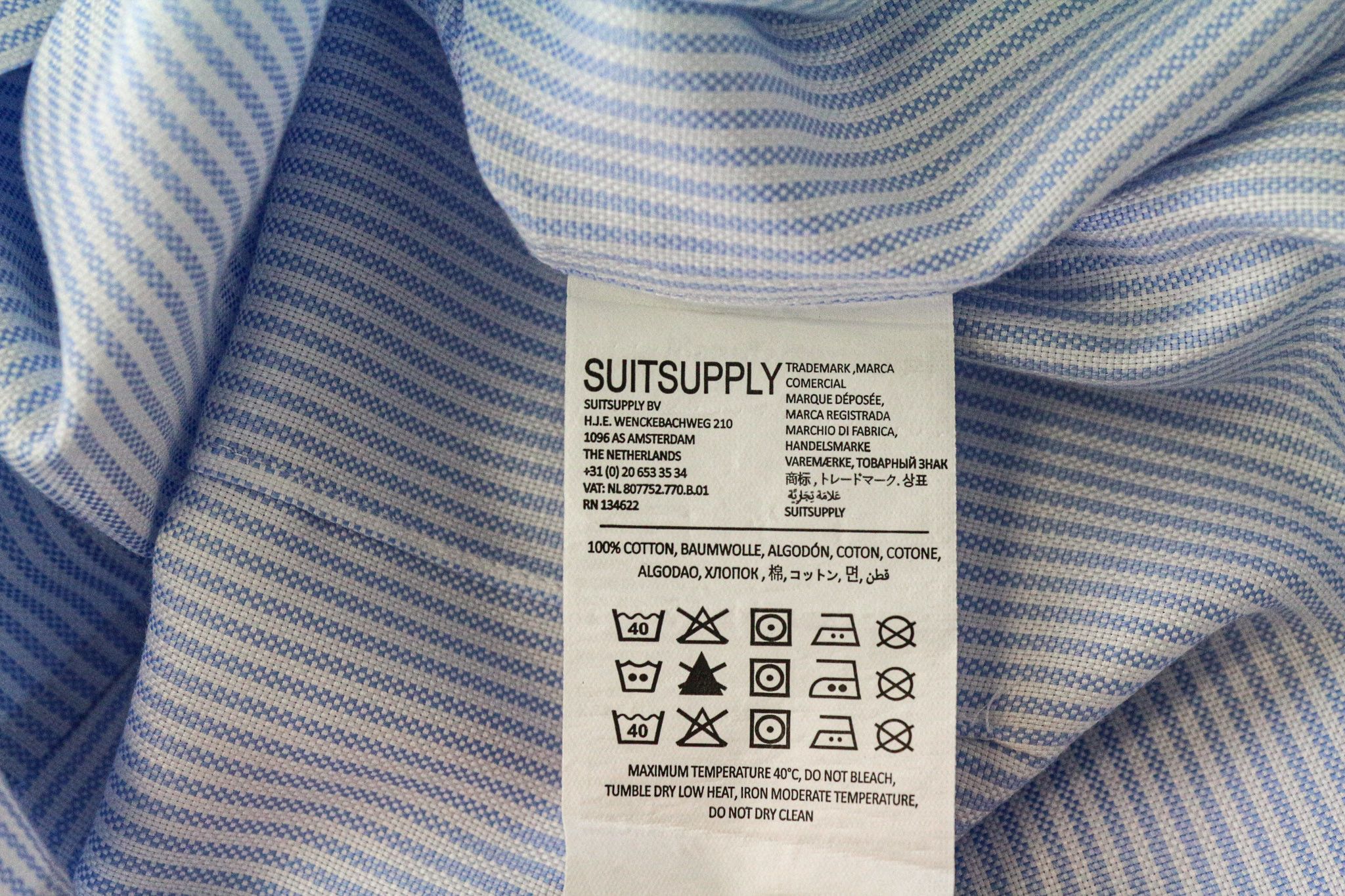 Suitsupply 42L/16 1/2L Extra Slim Blue Cotton Cutaway Shirt 79181 Size 42L - 6 Thumbnail