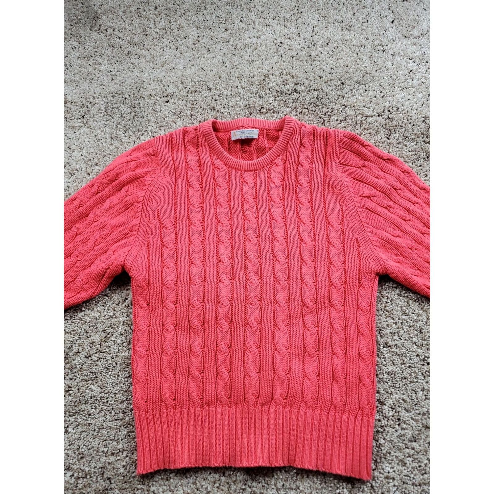 Aquascutum Aquascutum Sweater Womens Small Pink Cable-Knit Crew Neck Scotland Cotton Pullover Knits Size S / US 4 / IT 40 - 3 Thumbnail